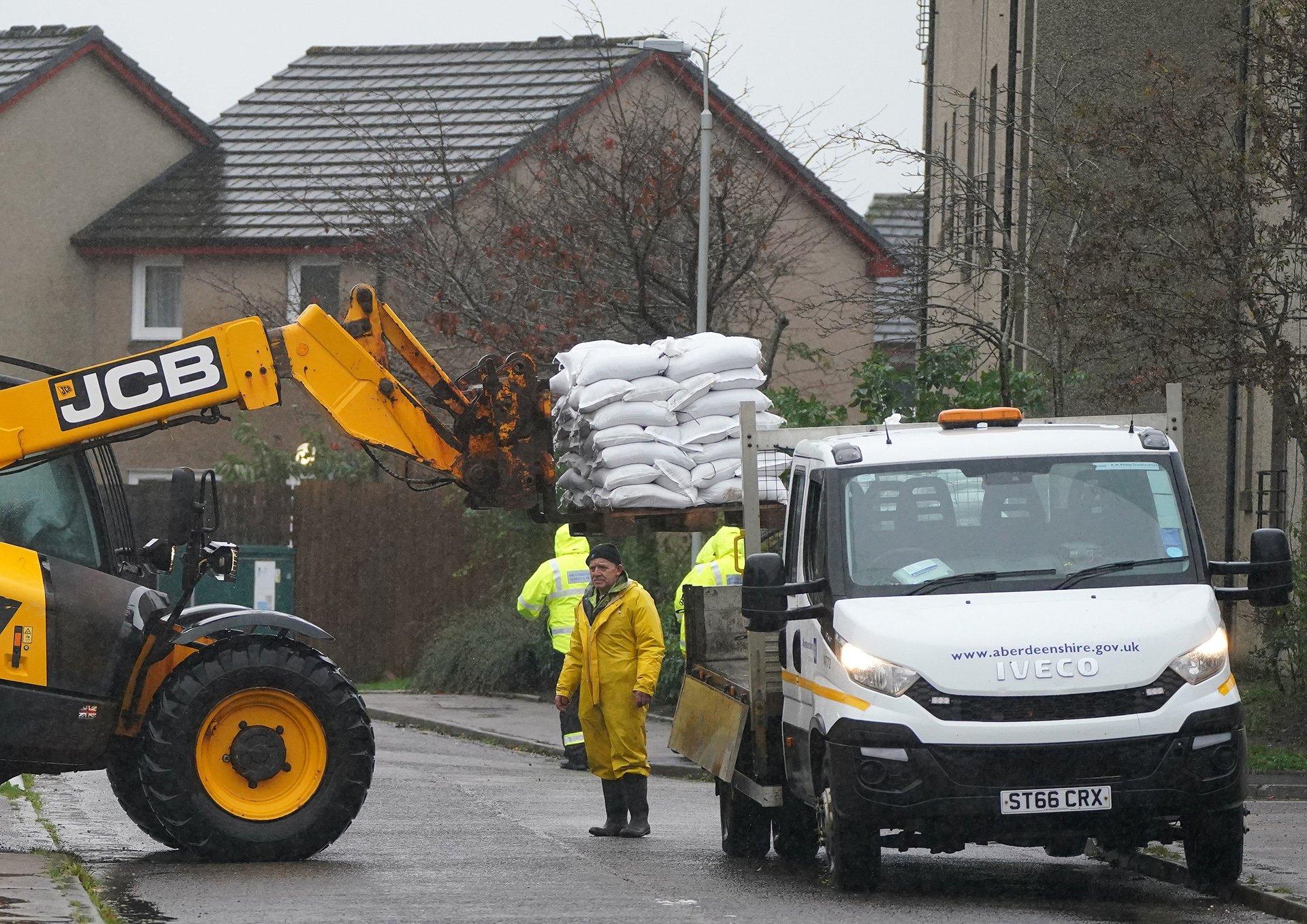 sandbags on digger