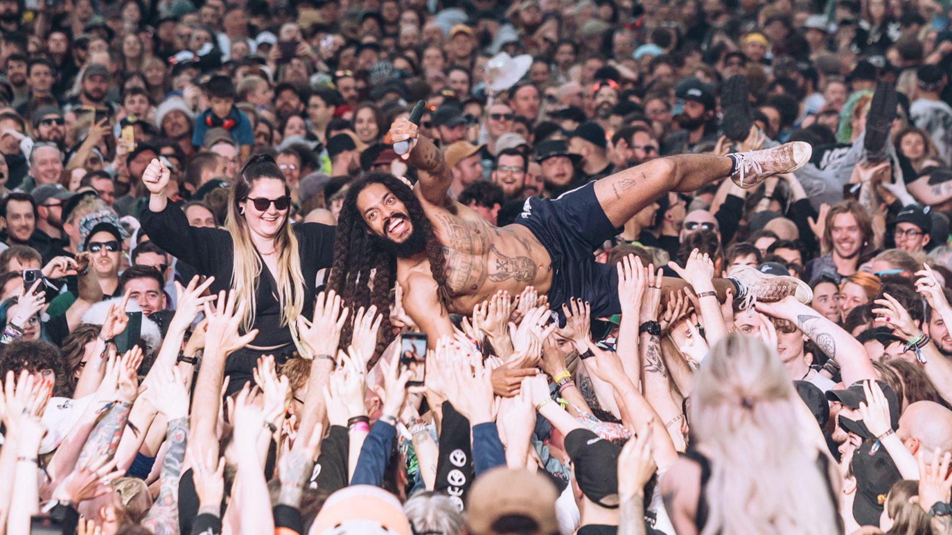 Bob Vylan crowd surfing