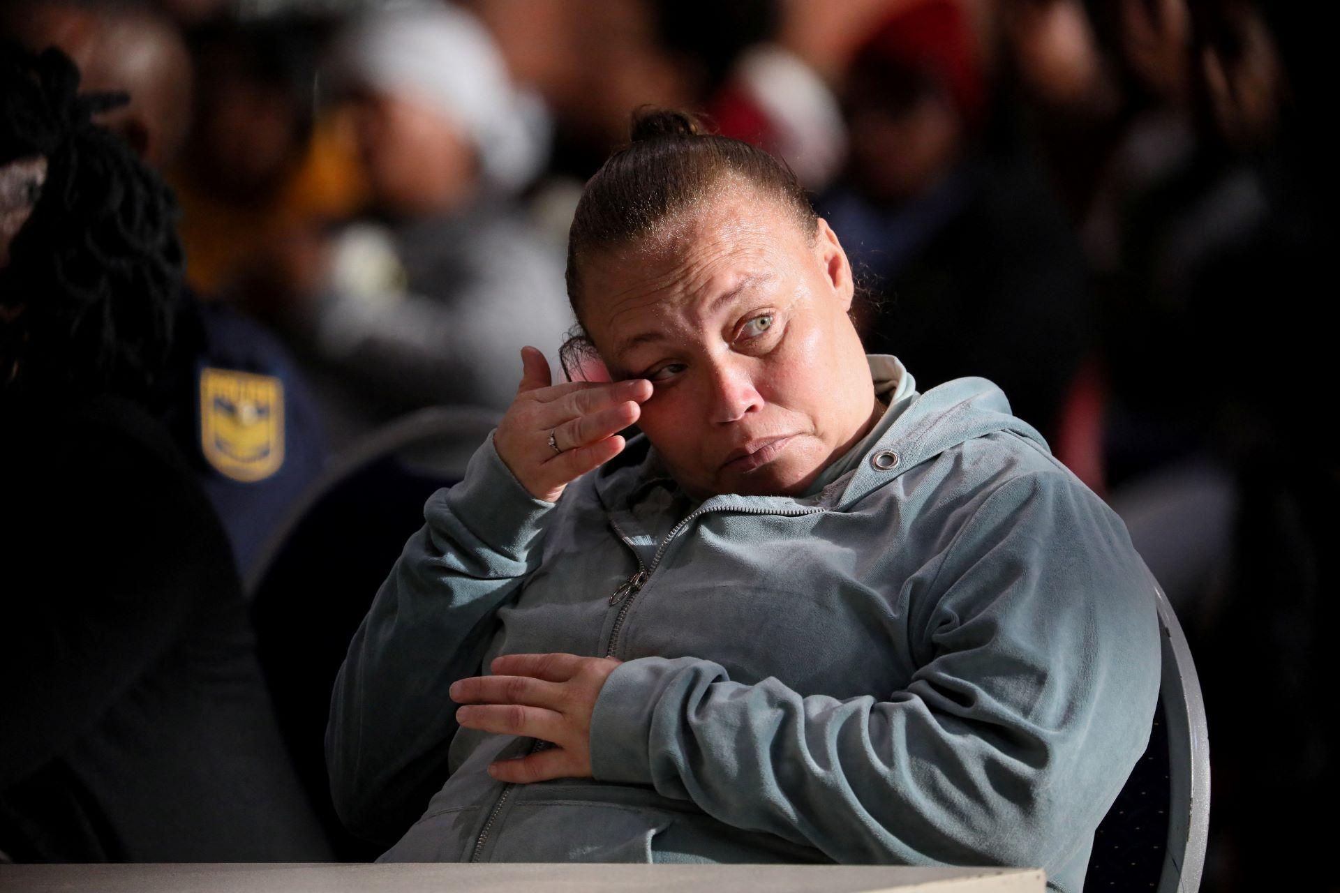 Kelly Smith, the mother of Joshlin Smith, wipes the corner of her eye during her sentencing at the Western Cape High Court in Saldanha Bay.