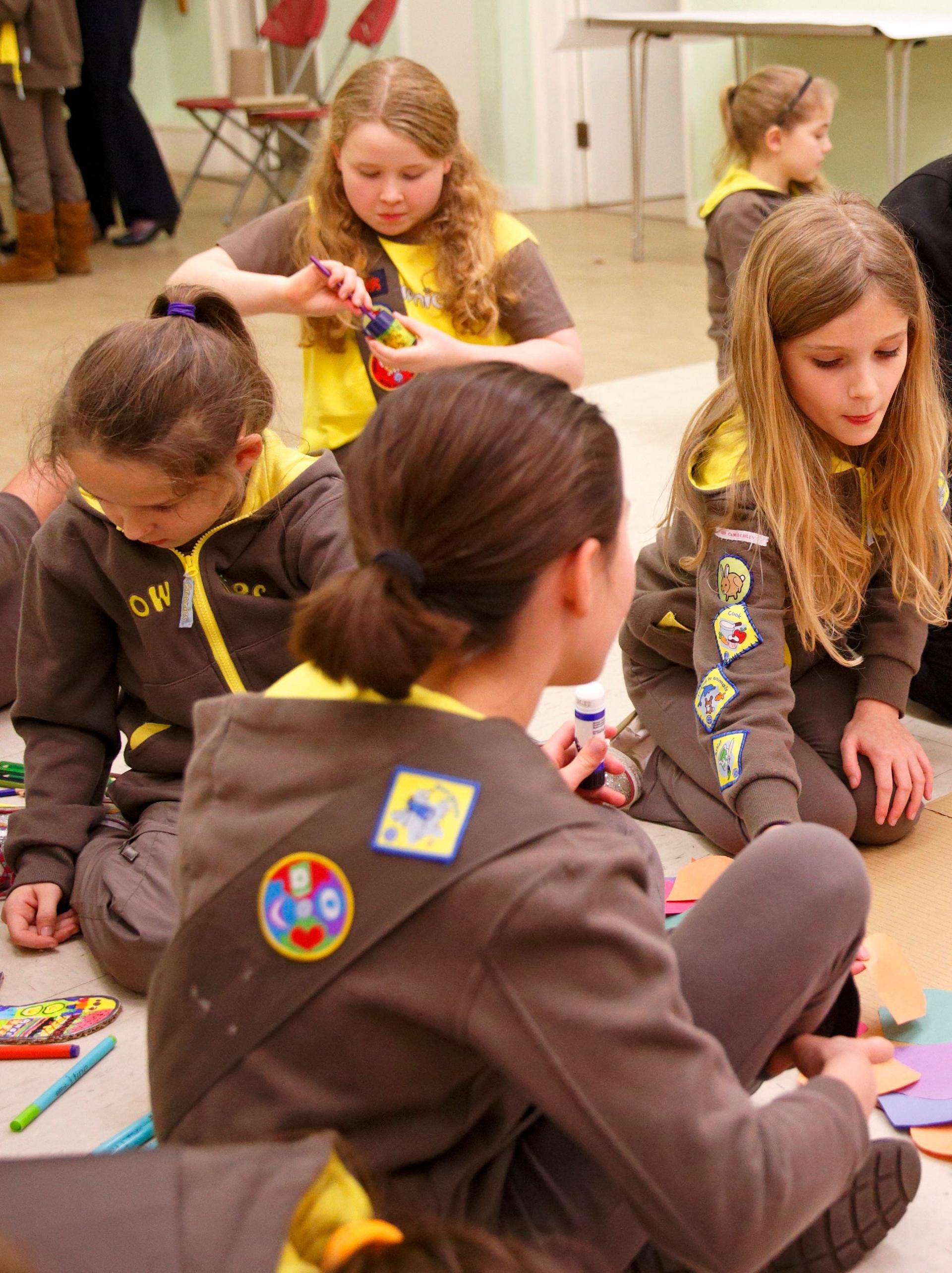 Brownies taking part in crafts.