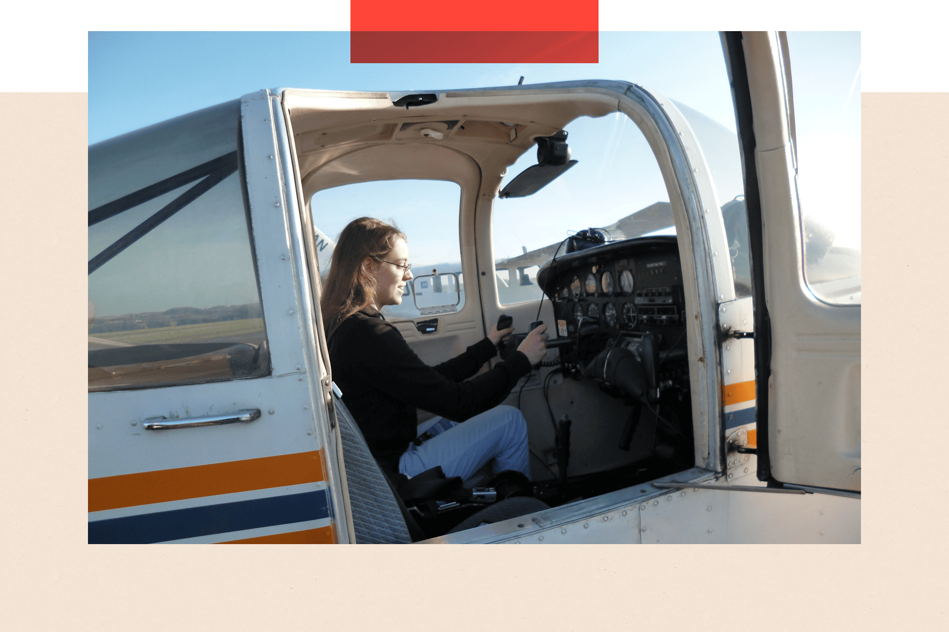 Sitting in the cockpit of a small plane