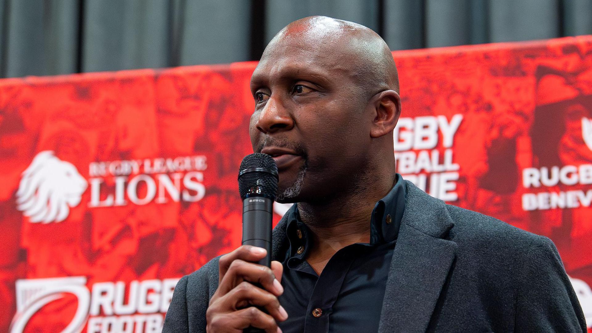Abi Ekoku during a Rugby League Lions event during his time as interim CEO of the RFL