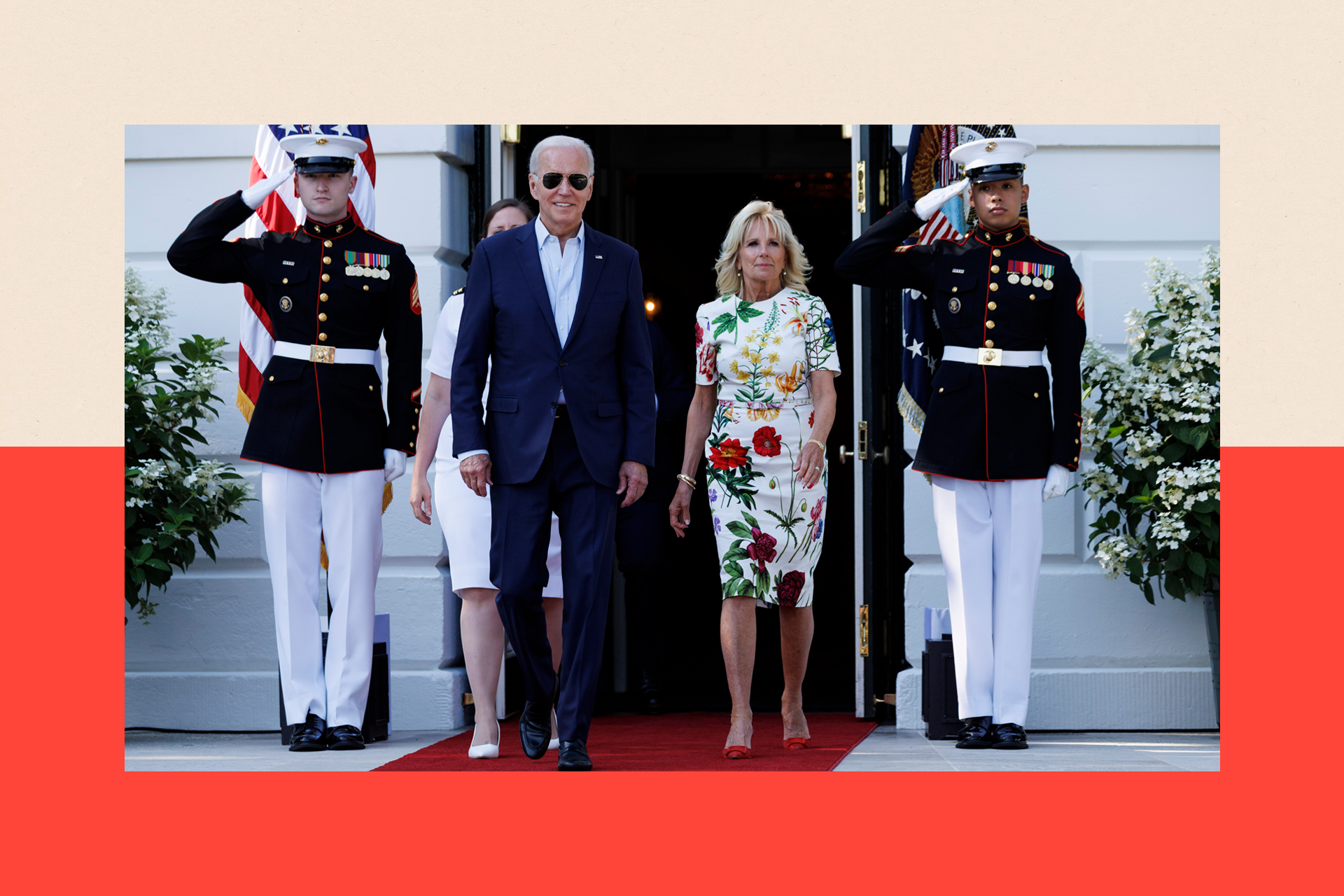 US President Joe Biden and First Lady Jill Biden during a Fourth of July event on the South Lawn of the White House 