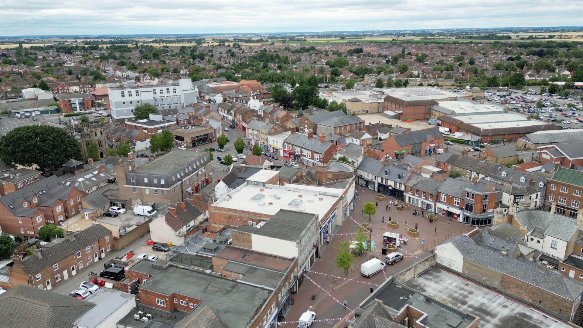 An aerial view of Spalding town centre