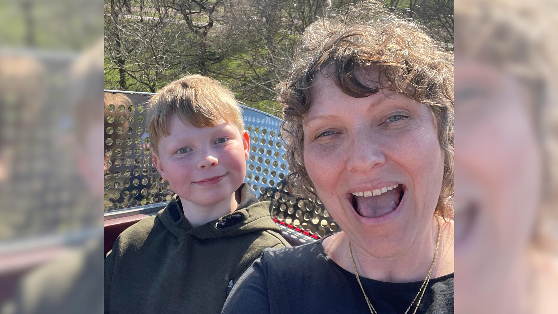 Zoe Sussmeyer with her son, taking a selfie.