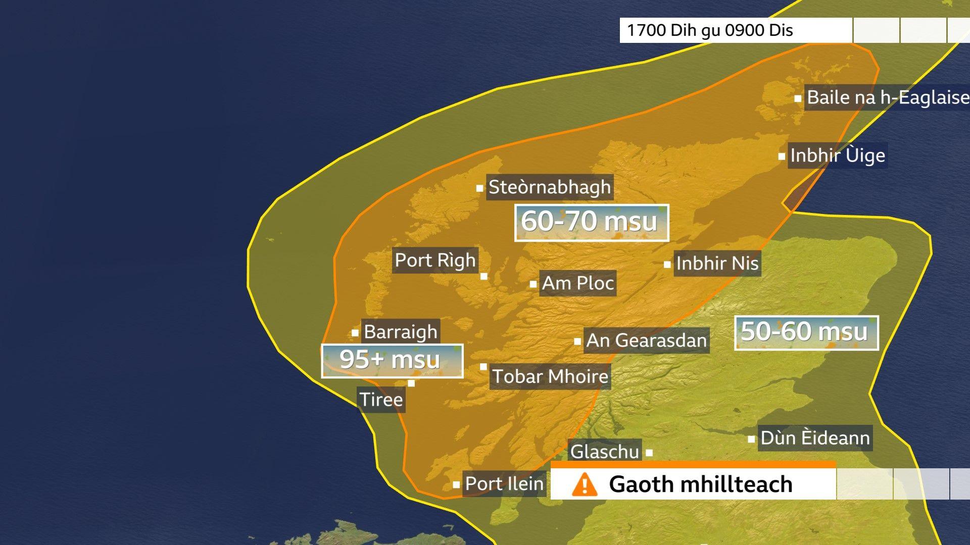 Mapa aimsire de na rabhaidhean stoirme