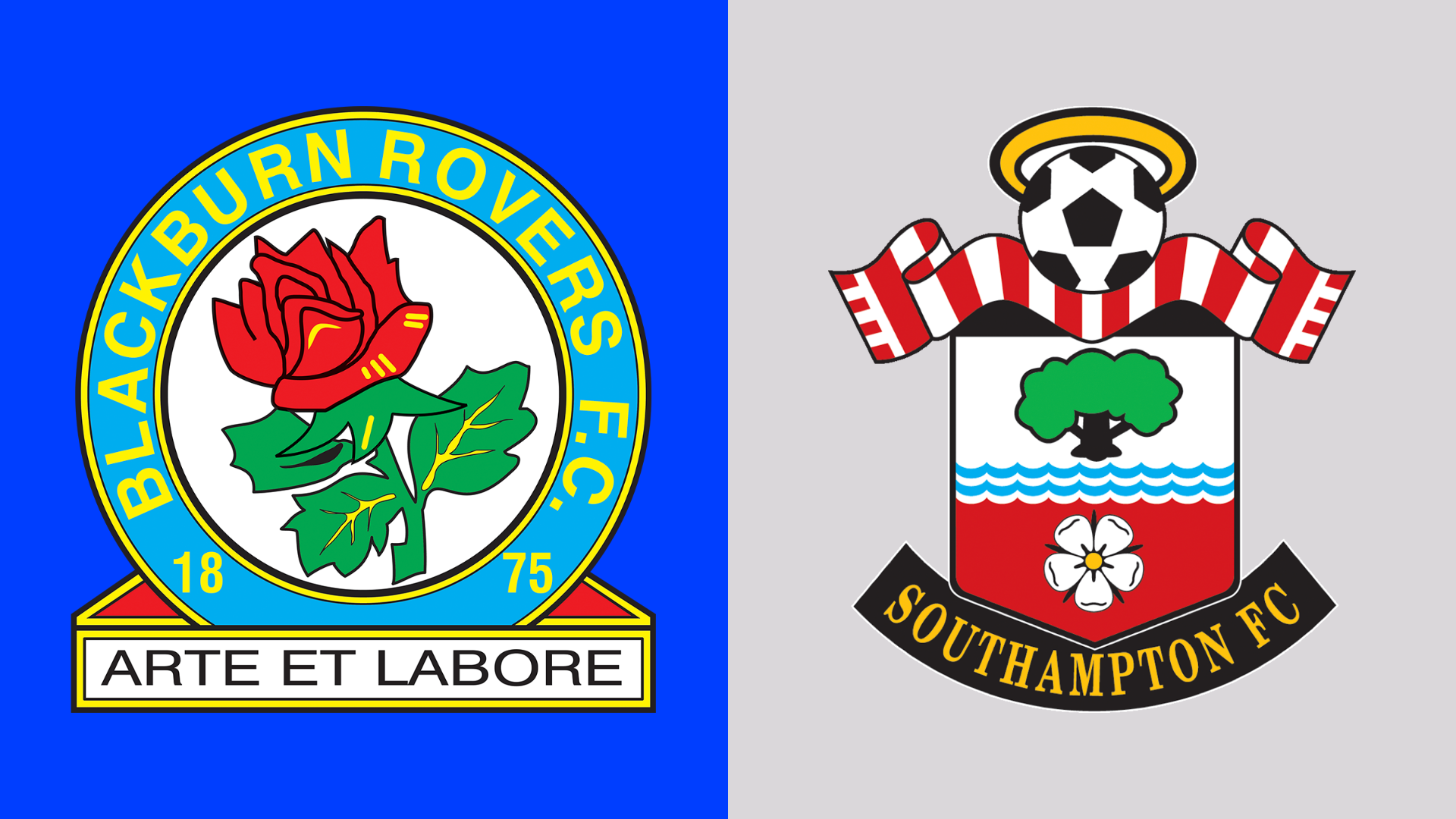 The club badges of Blackburn Rovers and Southampton