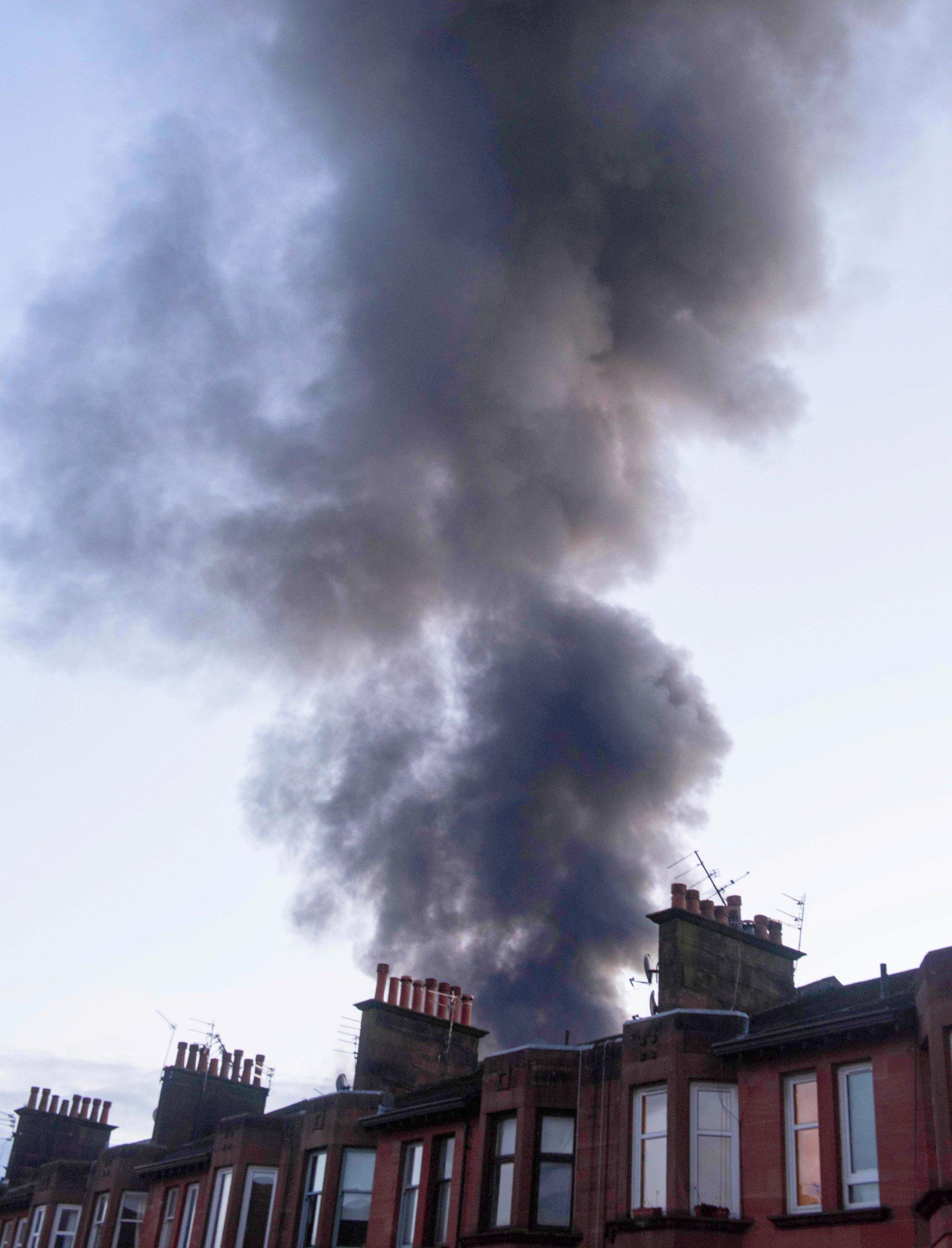 View of Glasgow scrapyard fire