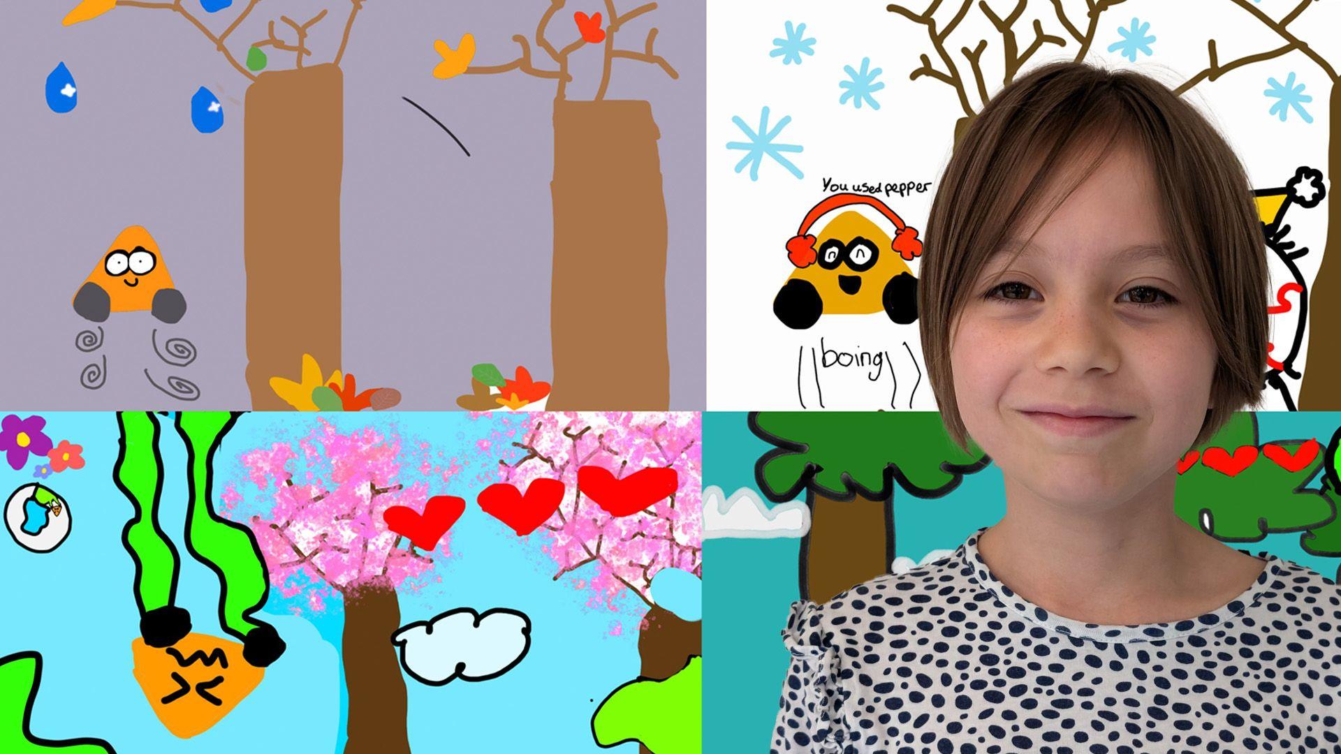 Grace and the design for her game 'Nobody Nose'.