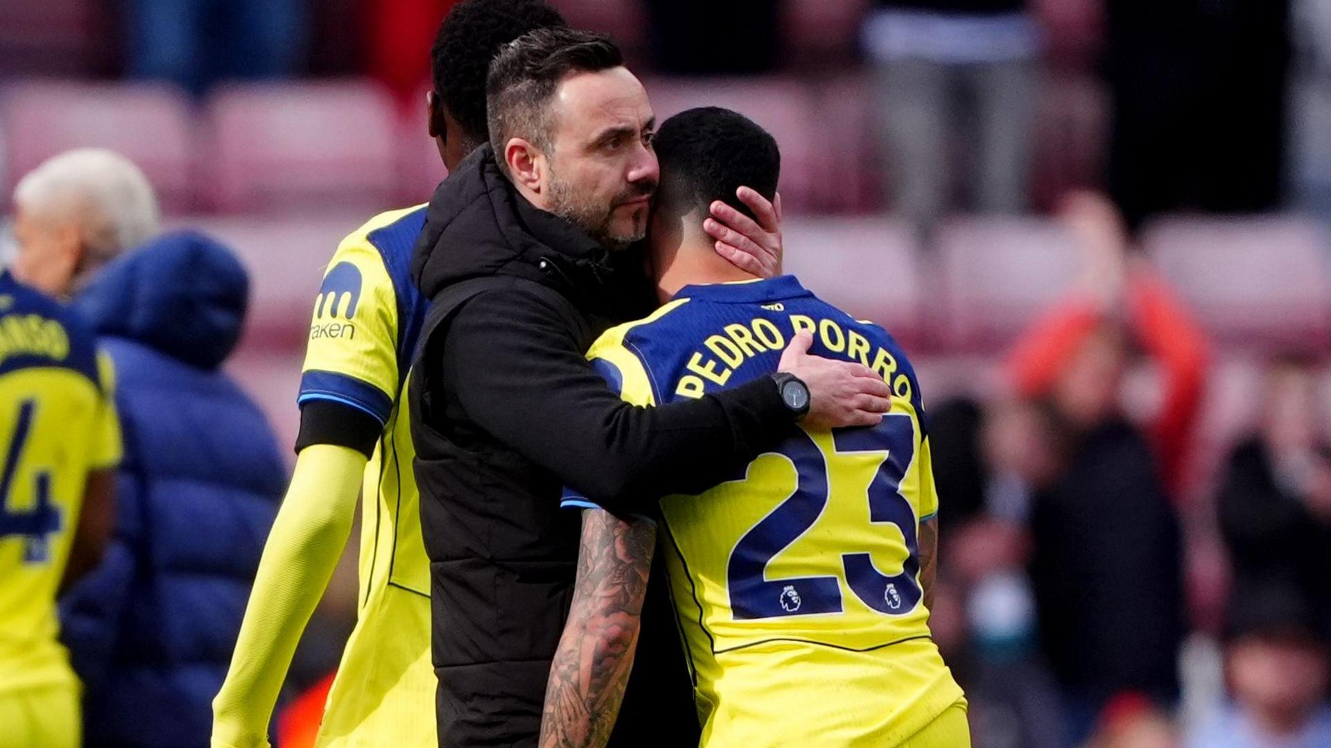 Roberto De Zerbi during his first match in charge of Spurs against Sunderland in the Premier League against Sunderland at The Stadium Of Light