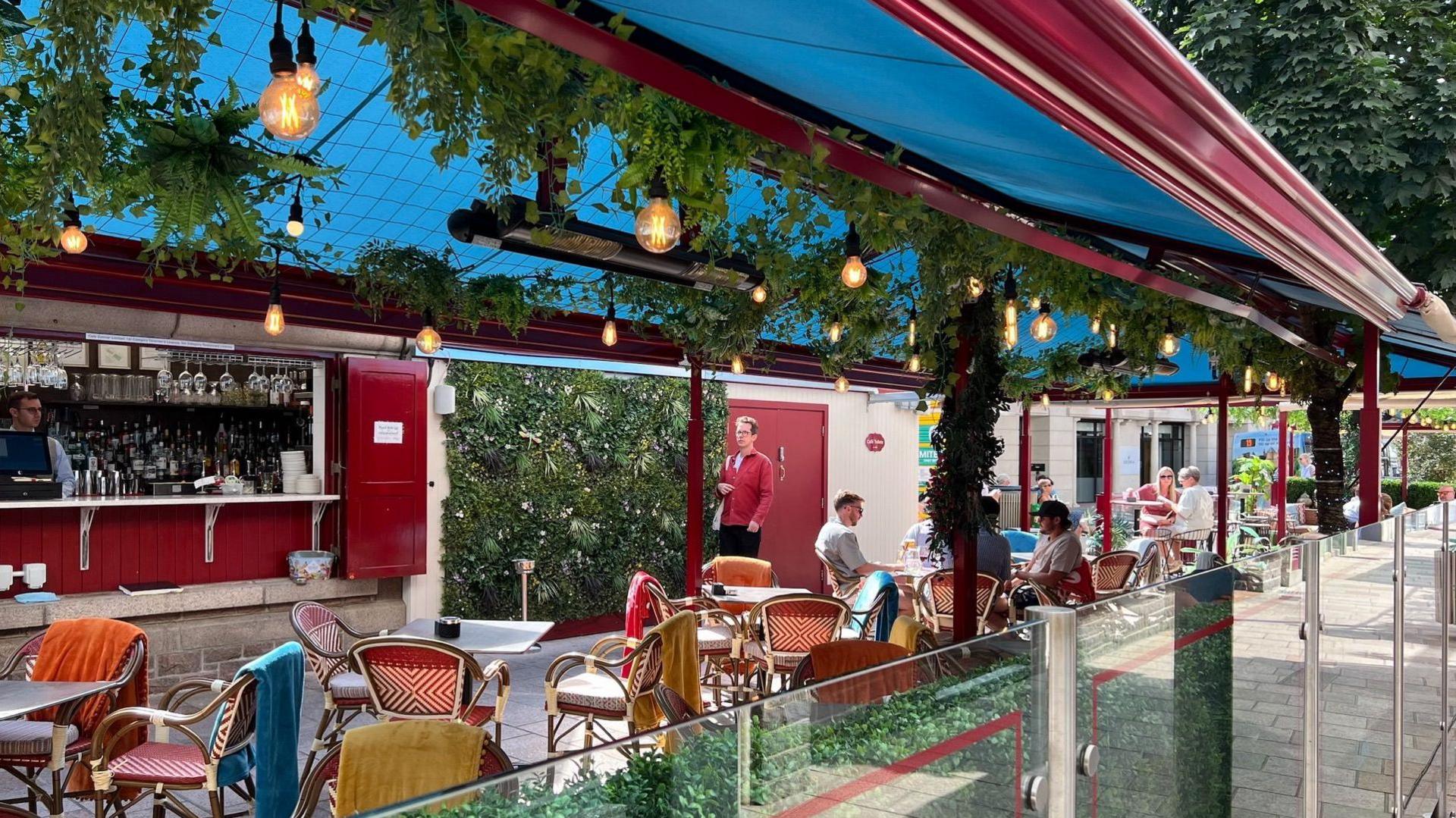 Bar Levant's al fresco seating area on Broad Street in St Helier.  