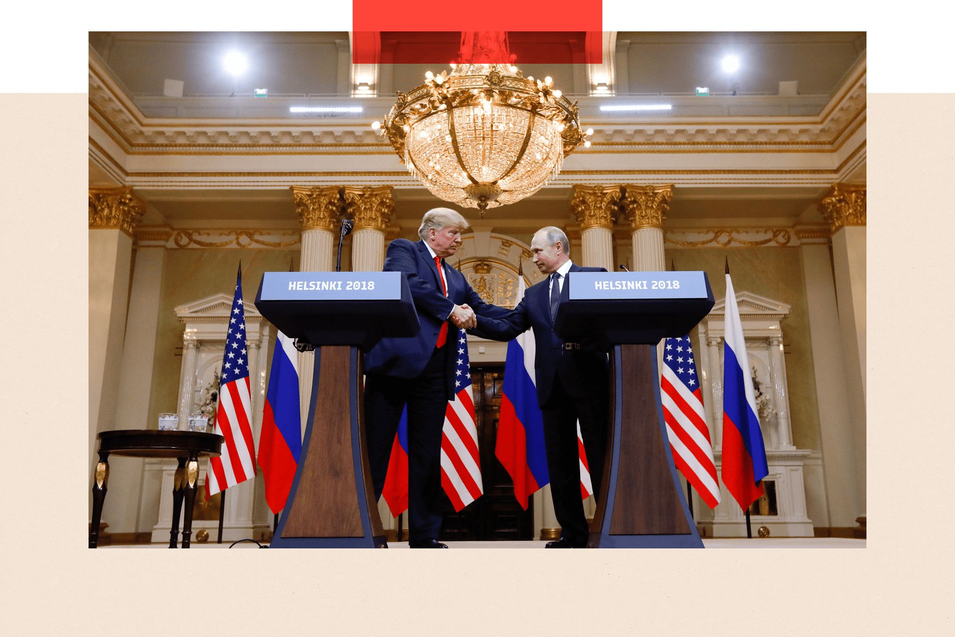 U.S. President Donald Trump and Russia"s President Vladimir Putin shake hands during a joint news conference