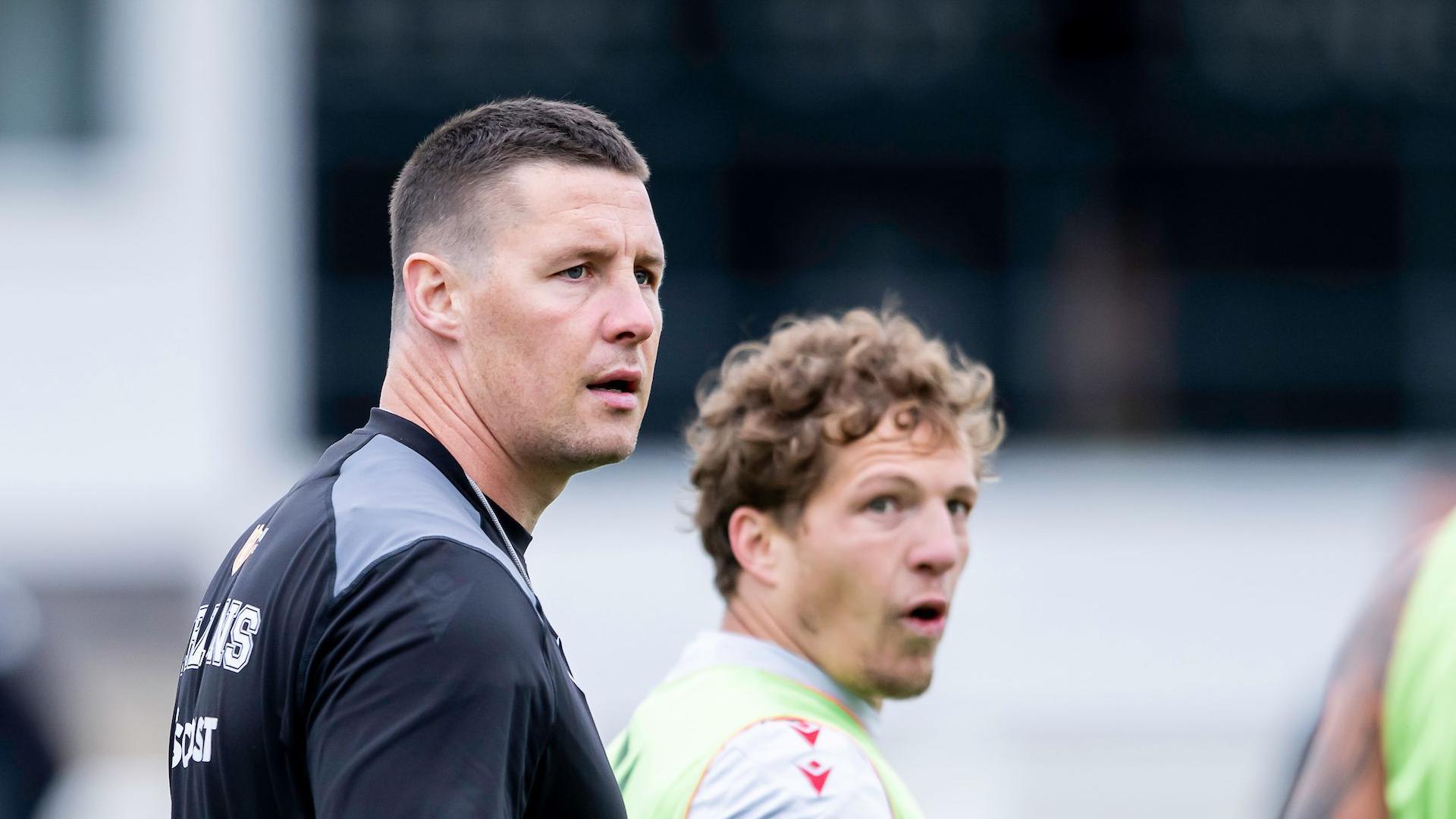 Joel Tomkins in action during a training session with Catalans Dragons this season