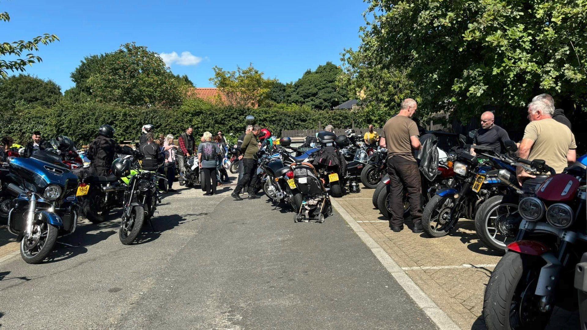 Hundreds of bikers at the care home