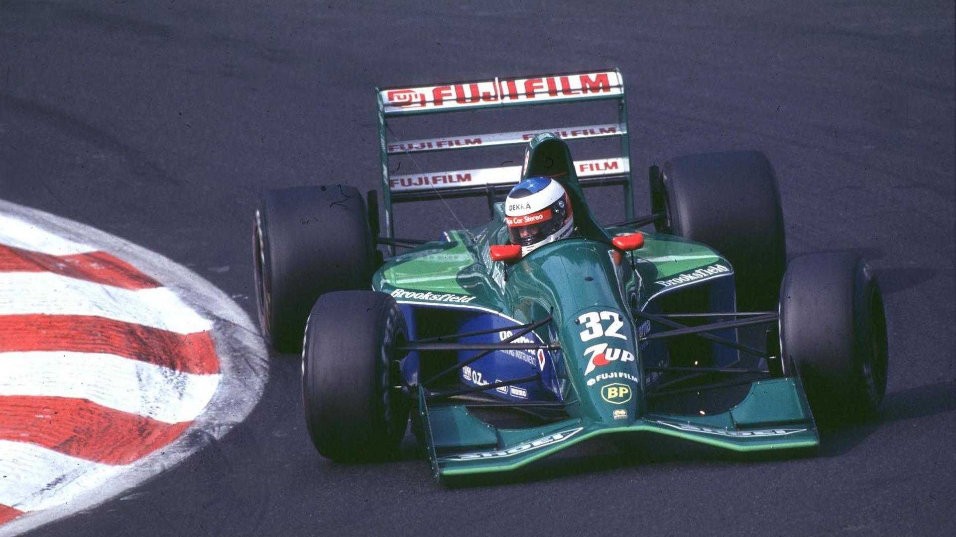 Michael Schumacher driving the Jordan 191 at the 1991 Belgium Grand Prix