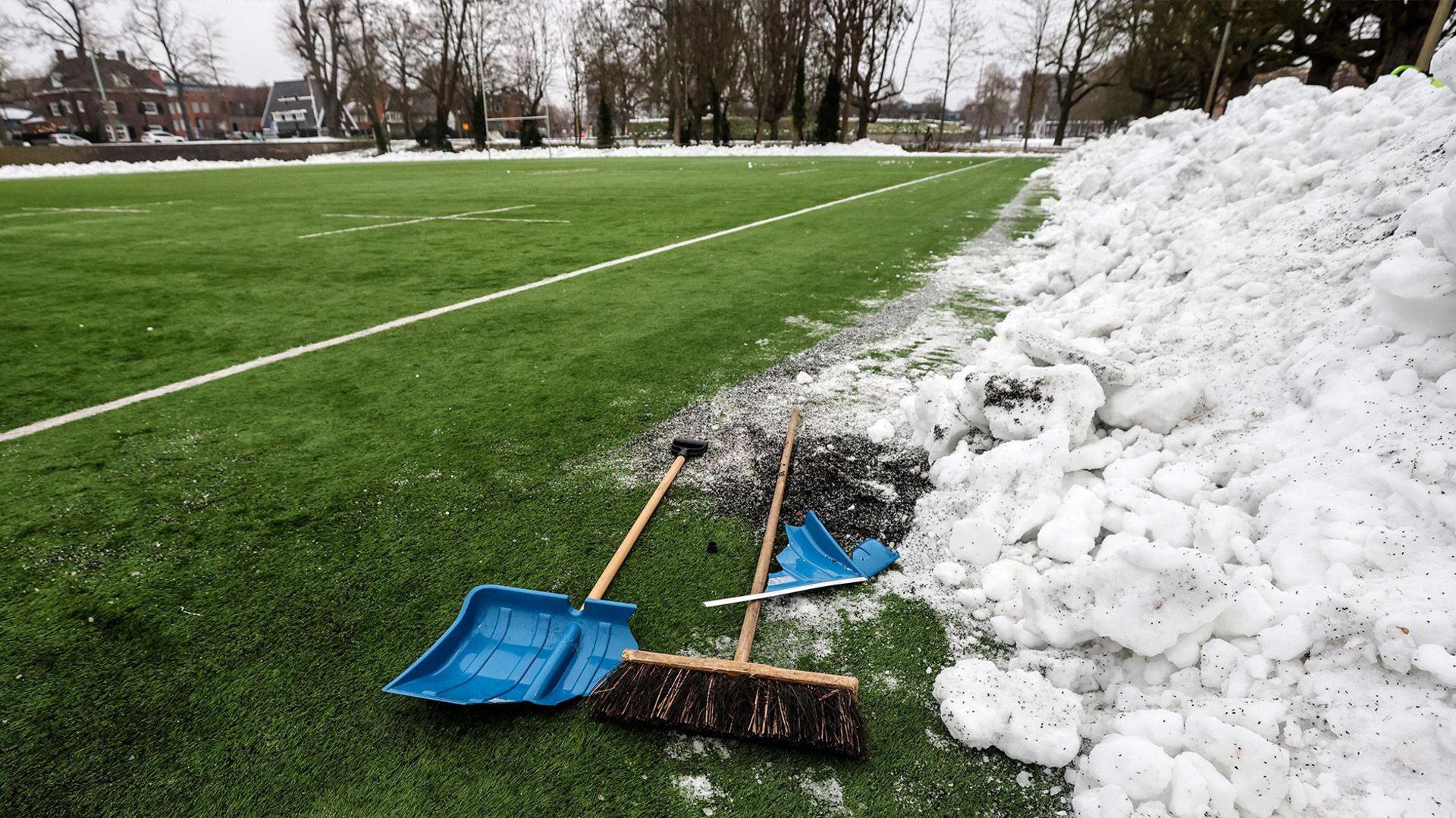 A view of snow at Duke Rugby Club in the Netherlands