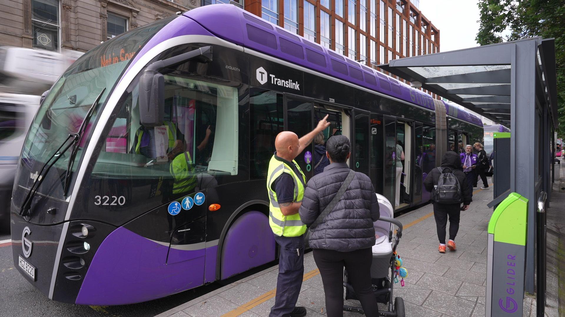 A Glider bus service in Belfast city centre