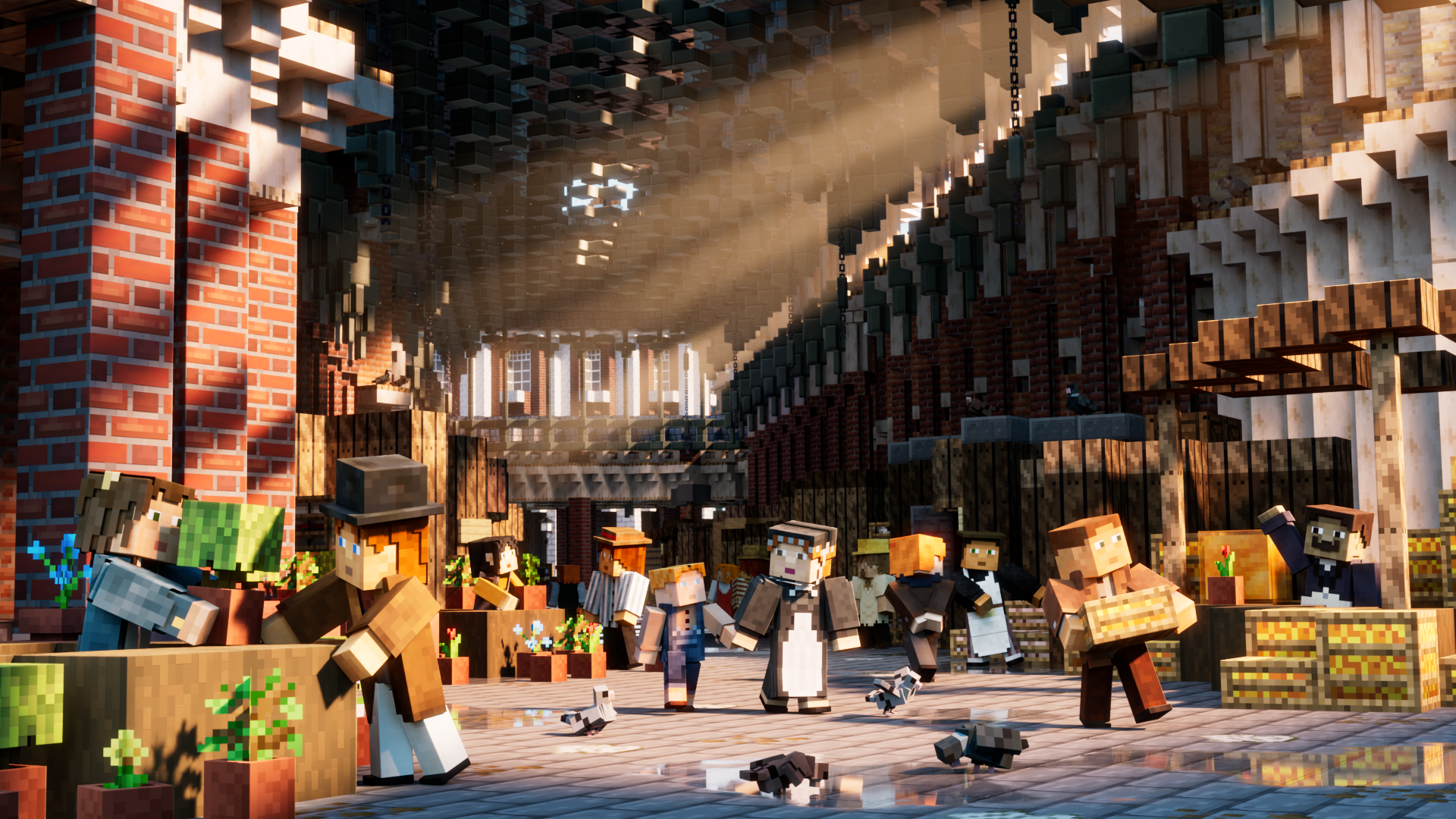 A view of Covent Garden in Victorian times built in Minecraft