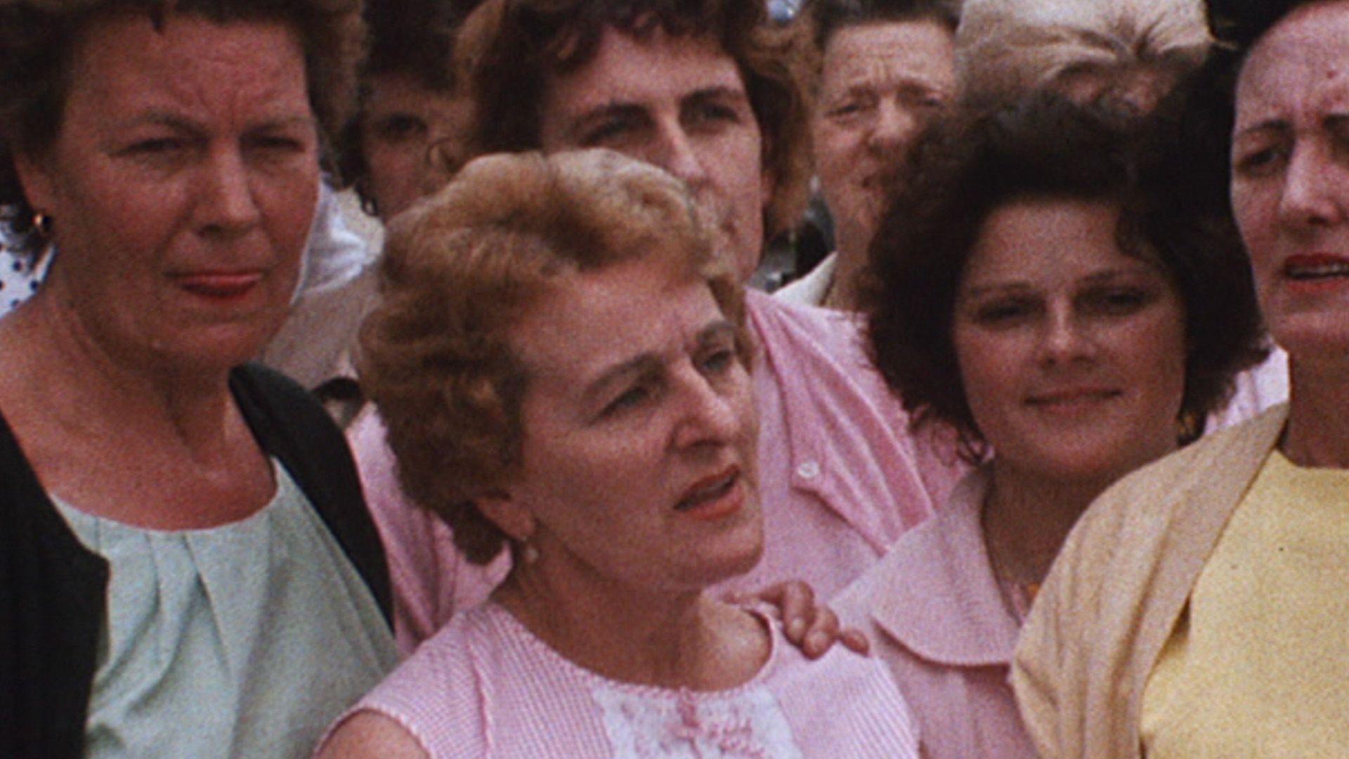 Female sewing machinists on strike are interviewed at the Ford factory in Dagenham.