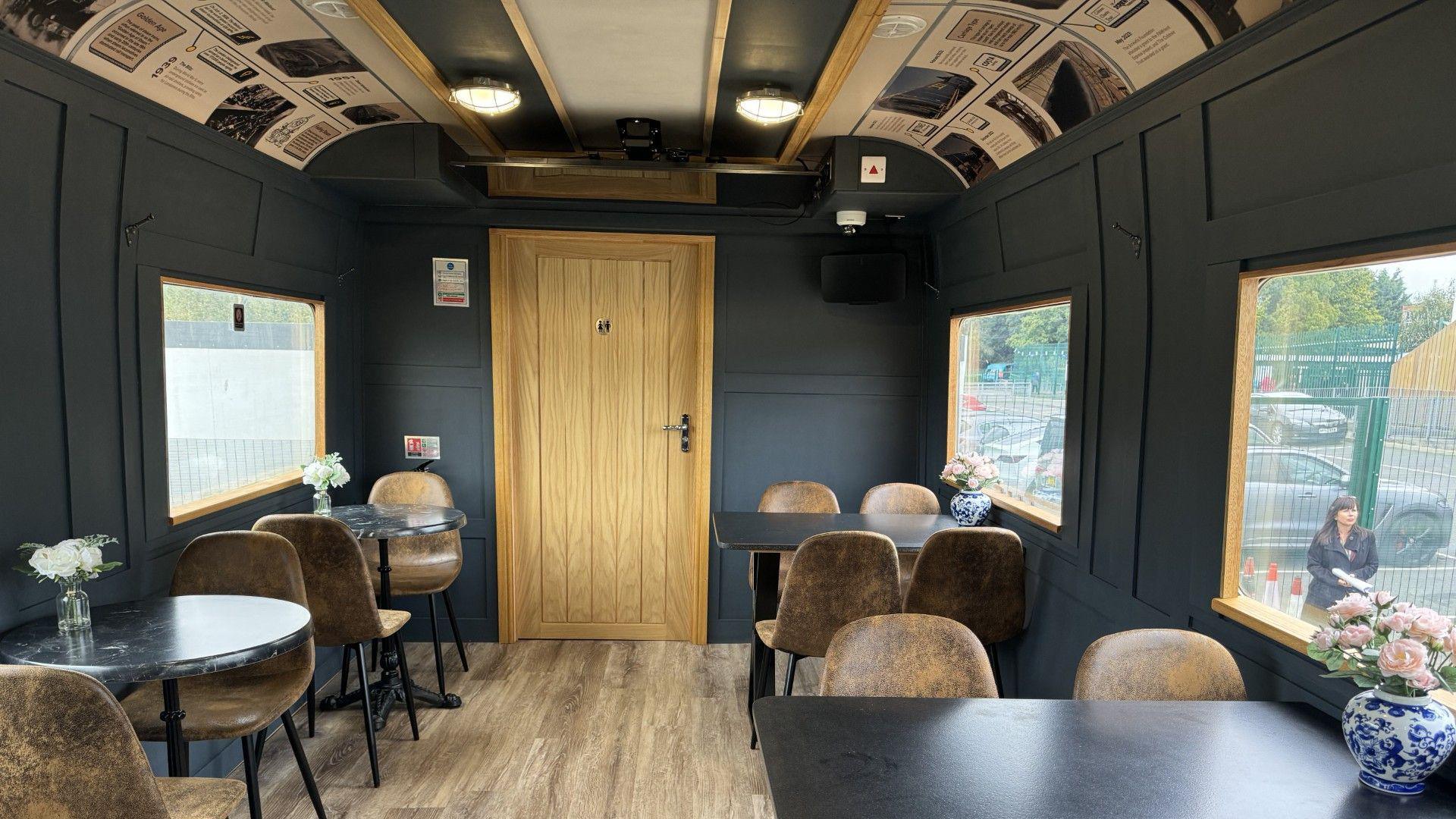 Interior of the café in the carriage