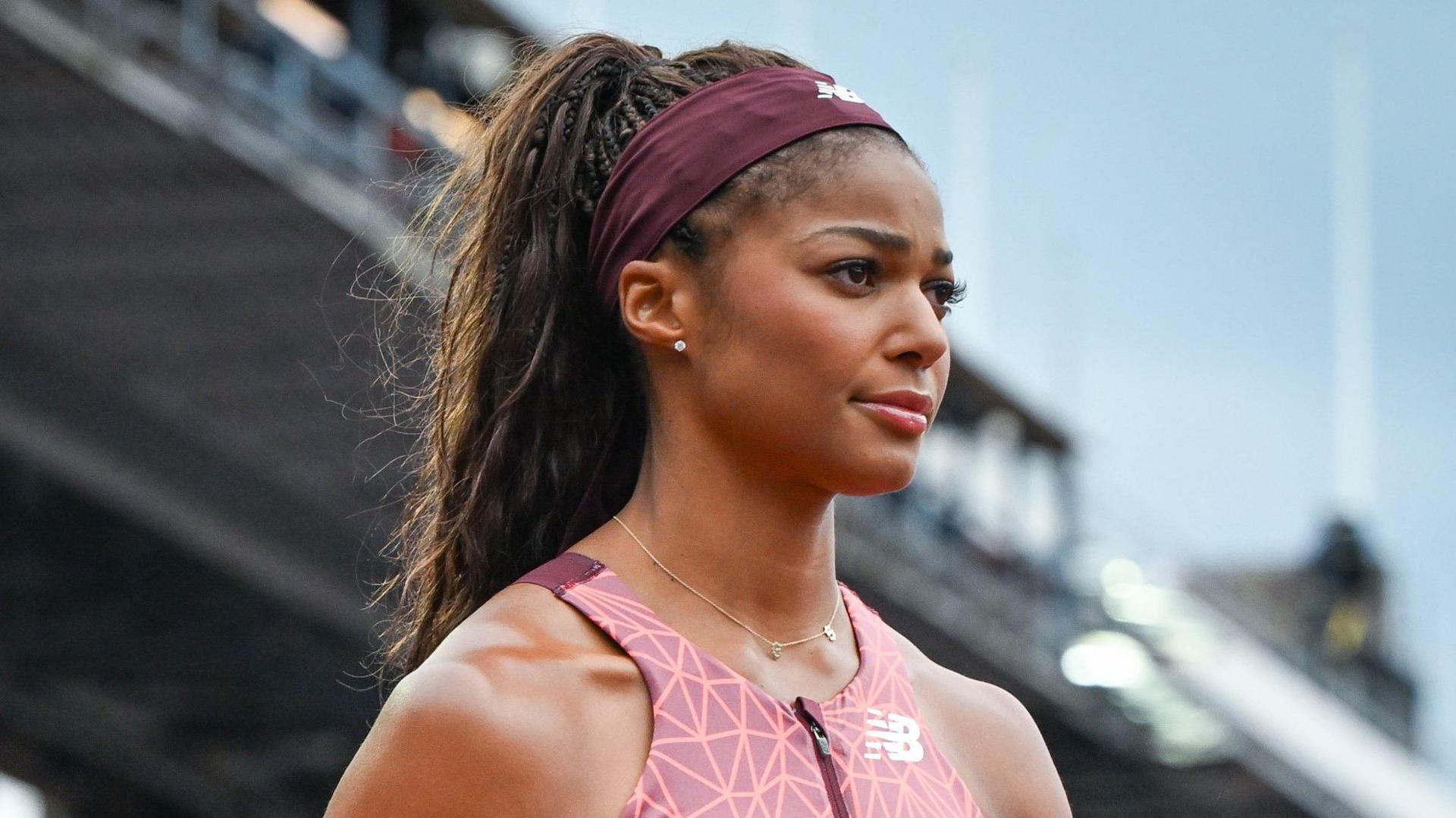 US sprinter Gabby Thomas prepares for 100m at Grand Slam Track event in Philadelphia