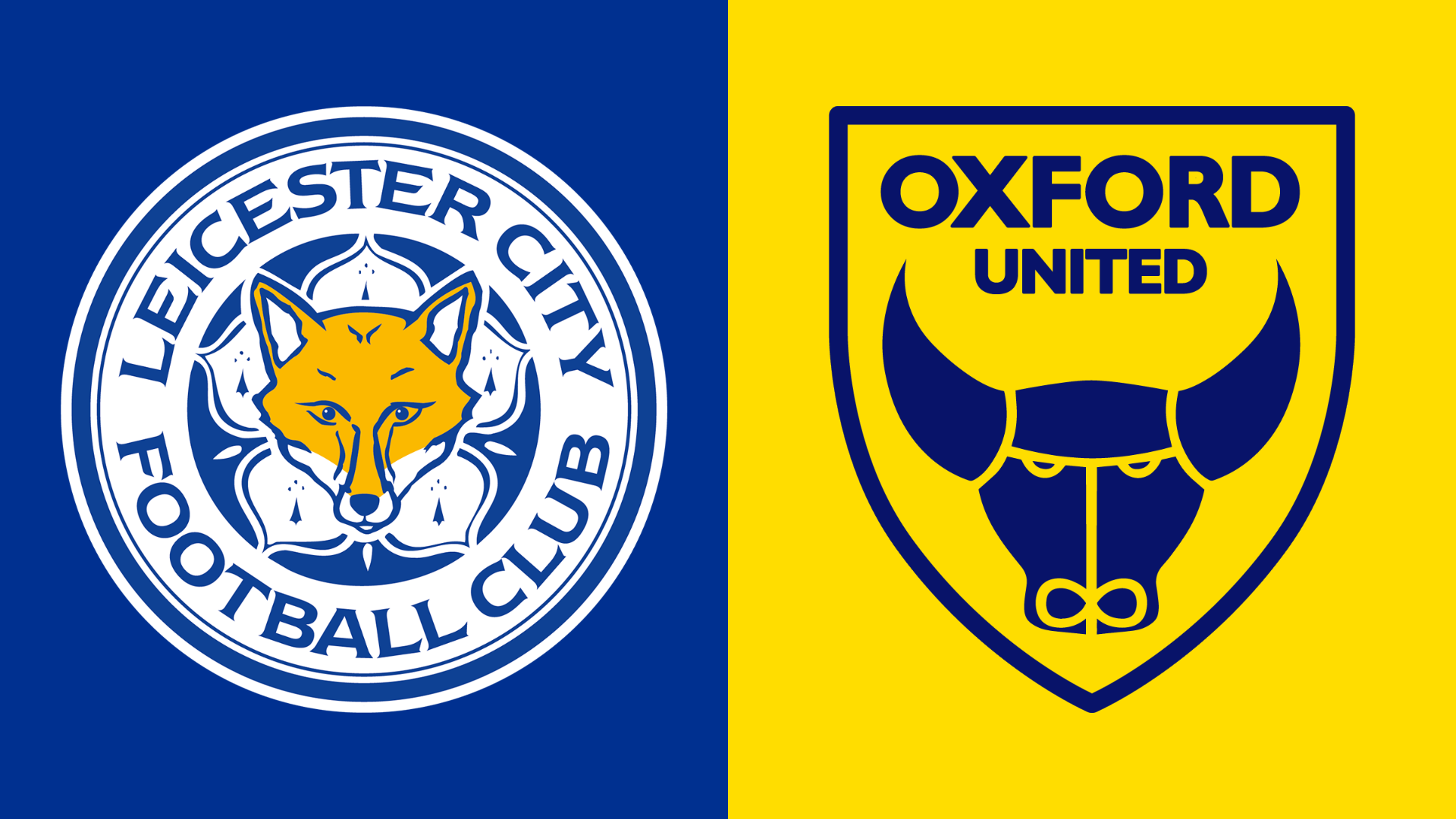Side-by-side of Leicester City and Oxford United club badges