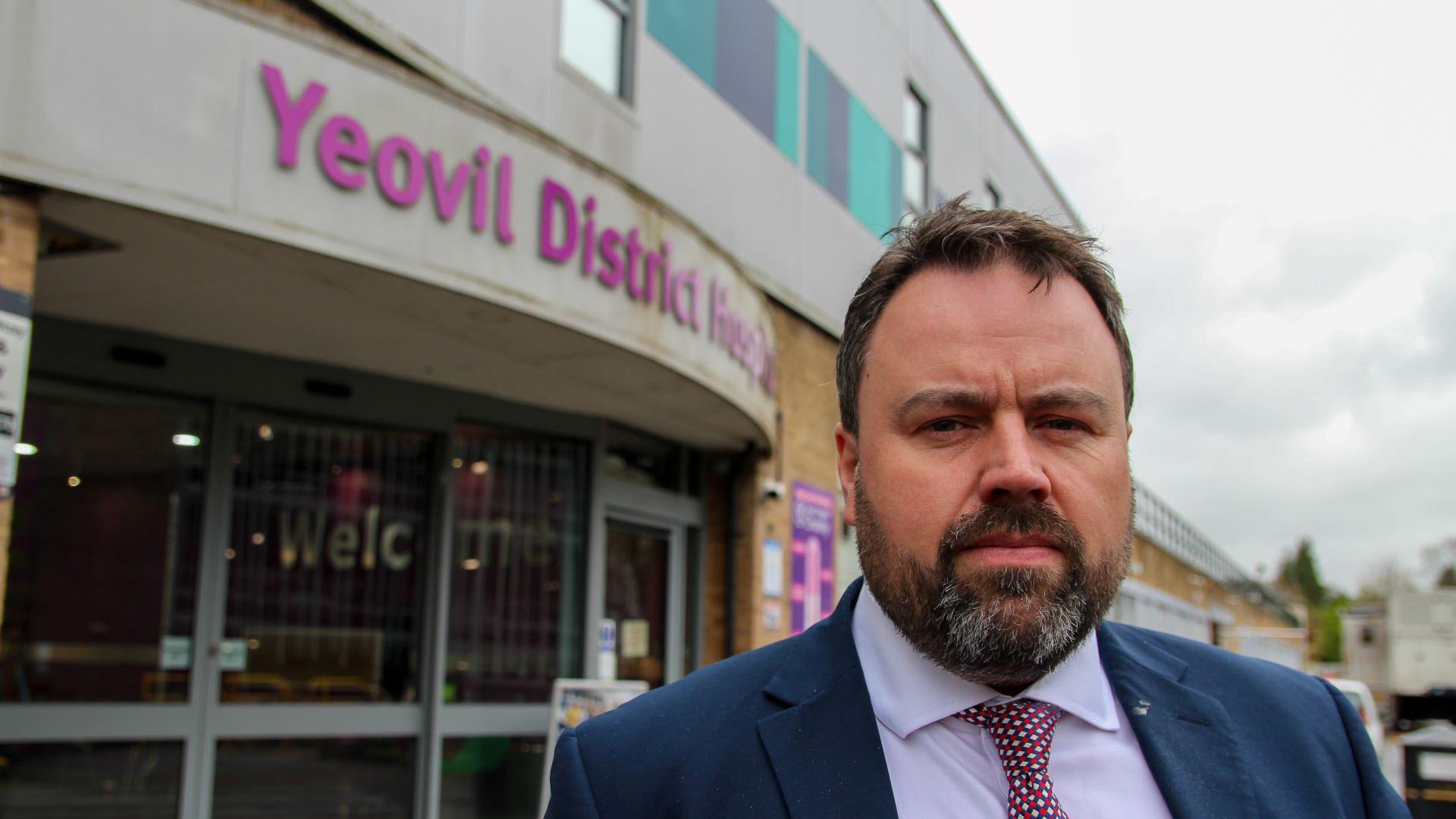 Chris Loder MP outside Yeovil Hospital