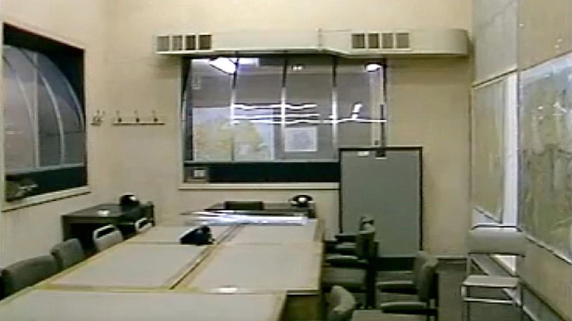 A still from BBC archive of what one of the rooms in the bunker looked like in the 1980s