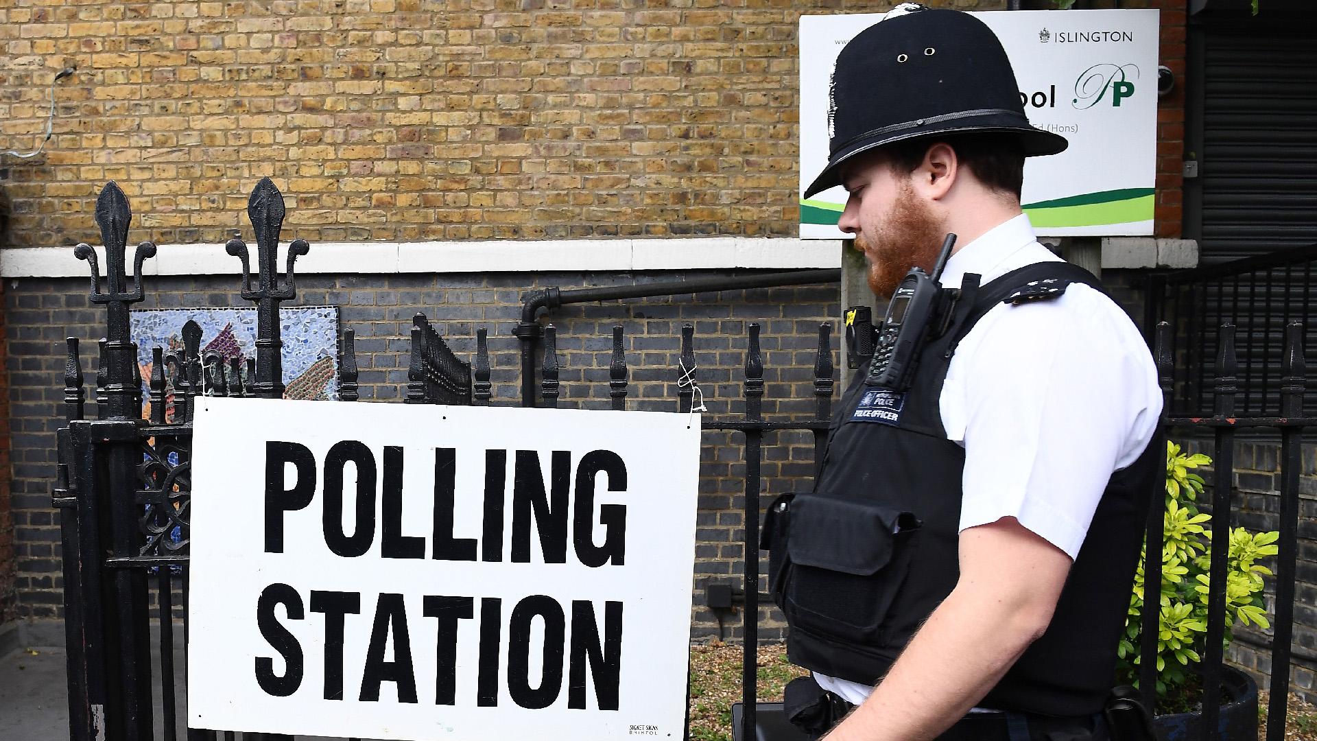 Police officer at a polling station