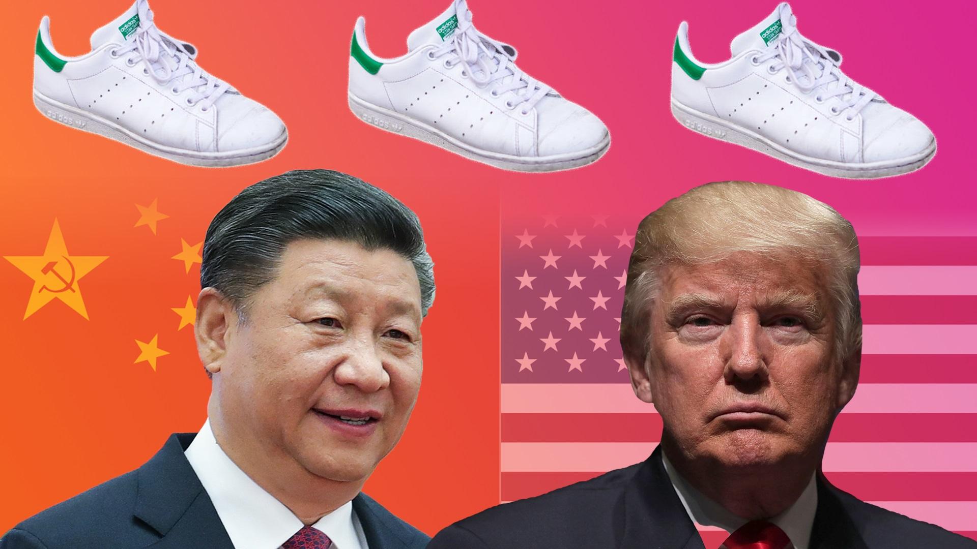 US president Donald Trump Chinese president Xi Jinping and some white trainers