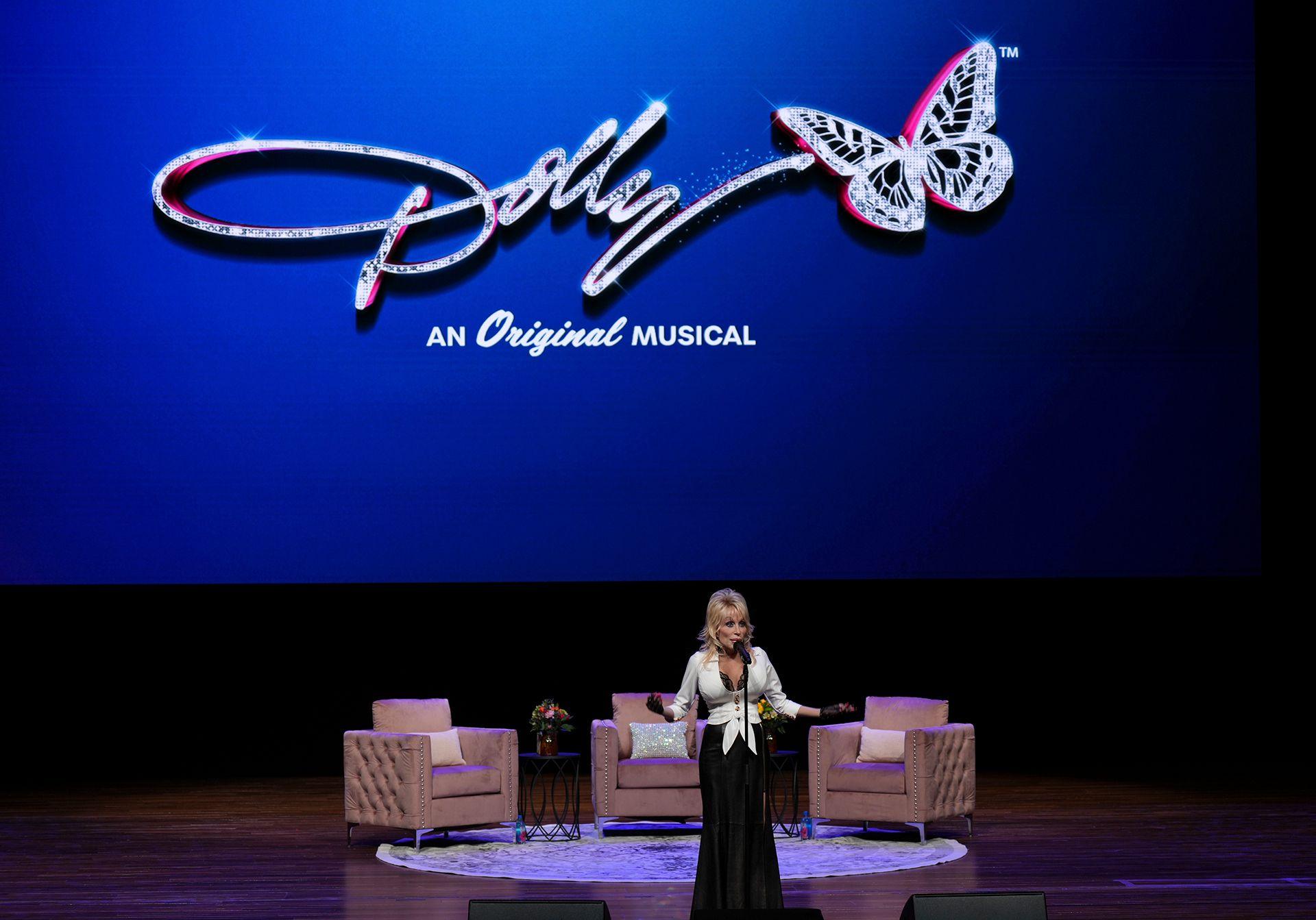 Dolly Parton speaks during a news conference for her show Dolly: An Original Musical, Tuesday, Jan. 28, 2025, in Nashville, .