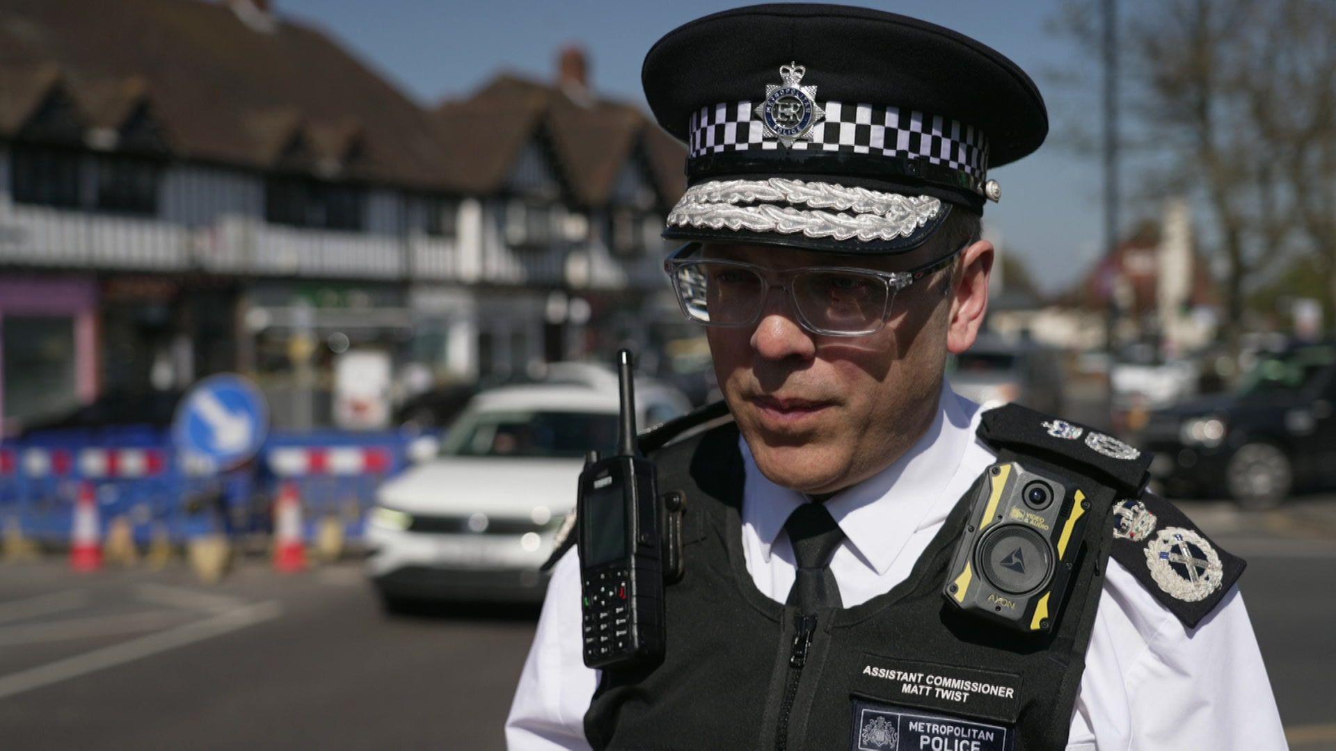 Metropolitan Police Assistant Commissioner Matt Twist speaks to the BBC on an Orpington street