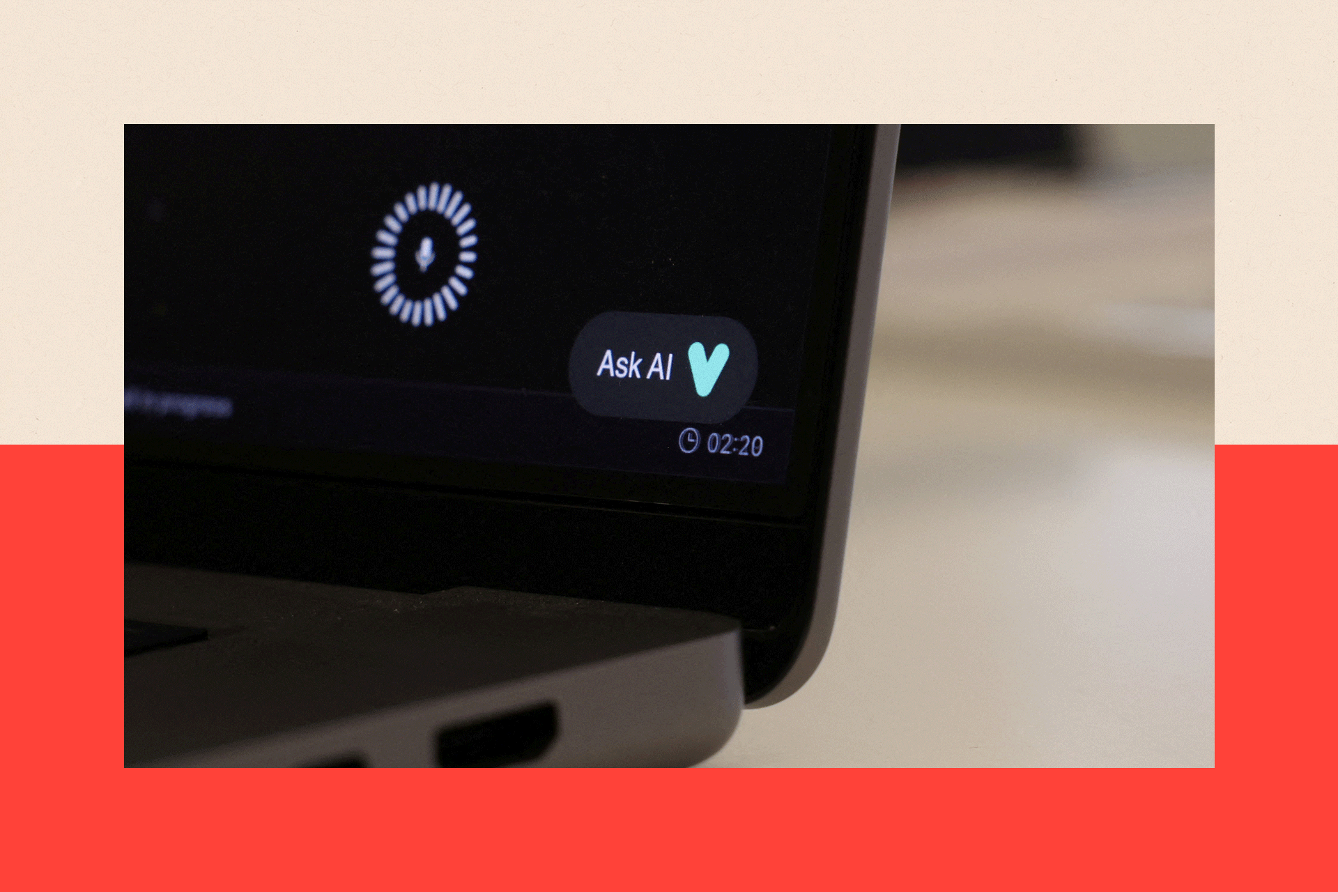 A laptop screen shows an interaction with an AI chatbot 