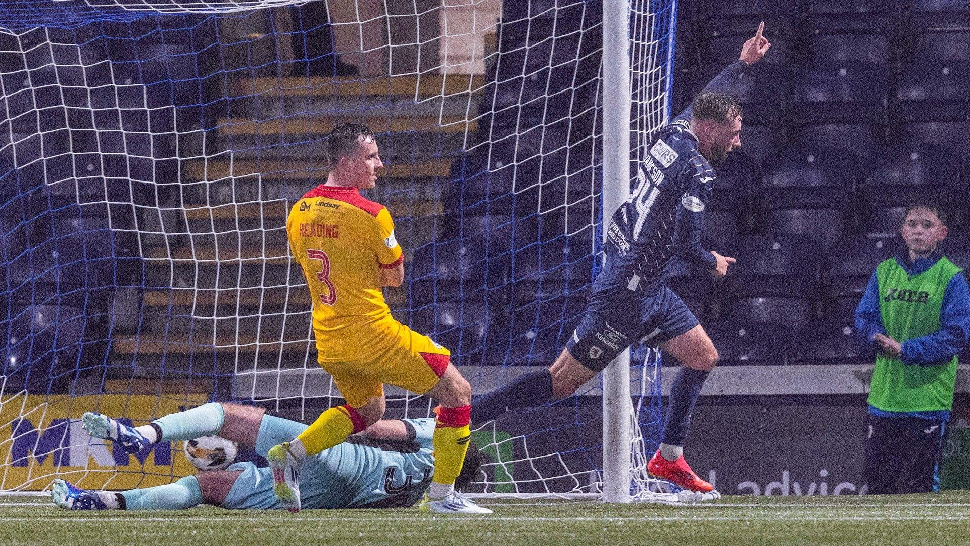 Lewis Jamieson celebrates after scoring against Ayr United