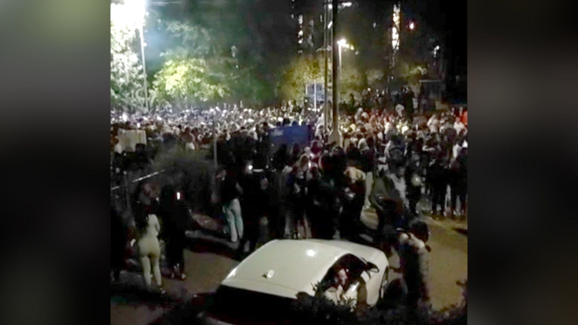 Footage taken by a resident shows the extent of the crowds gathered at the park in Leicester