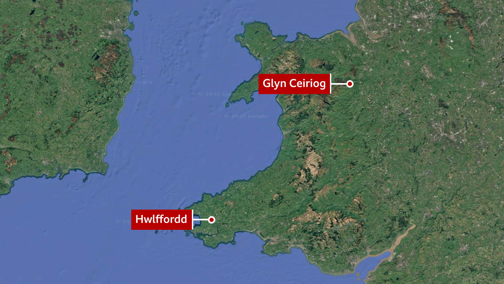 Map Glyn Ceiriog a Hwlffordd