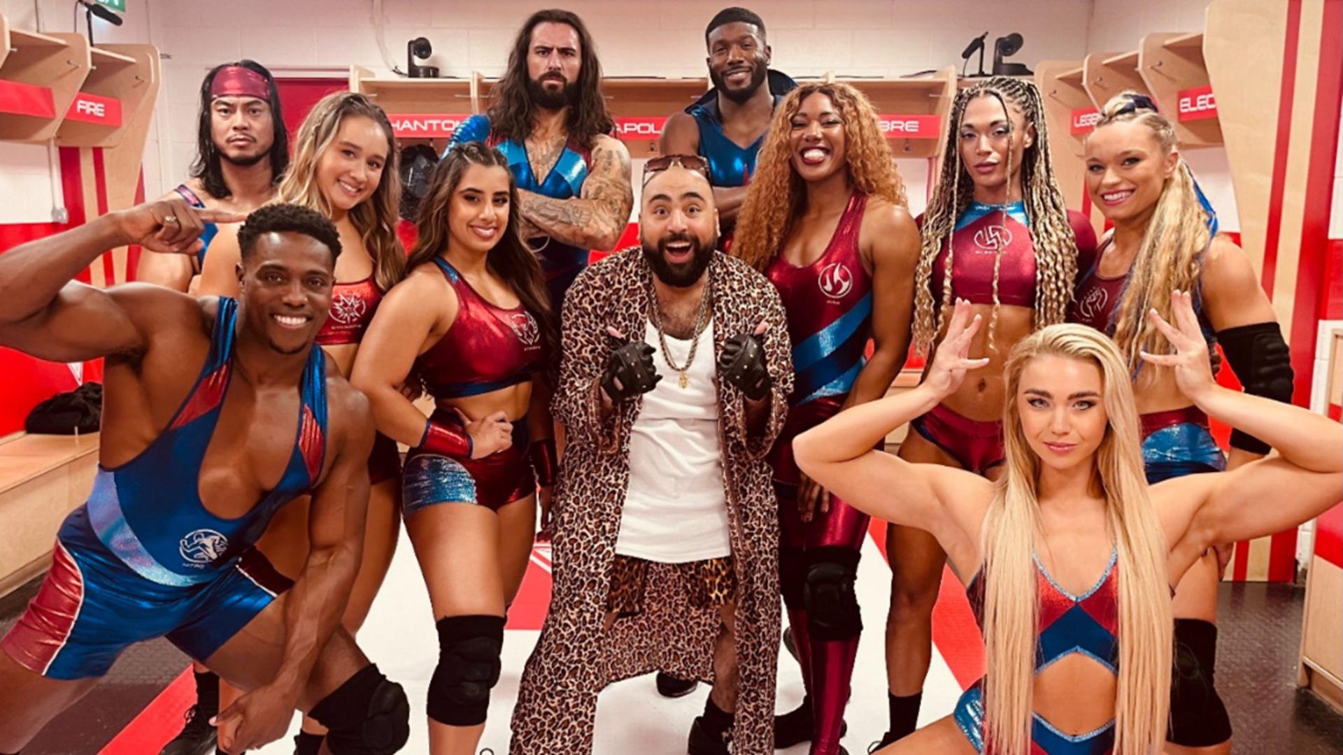 Chabuddy G and the gladiators posing.