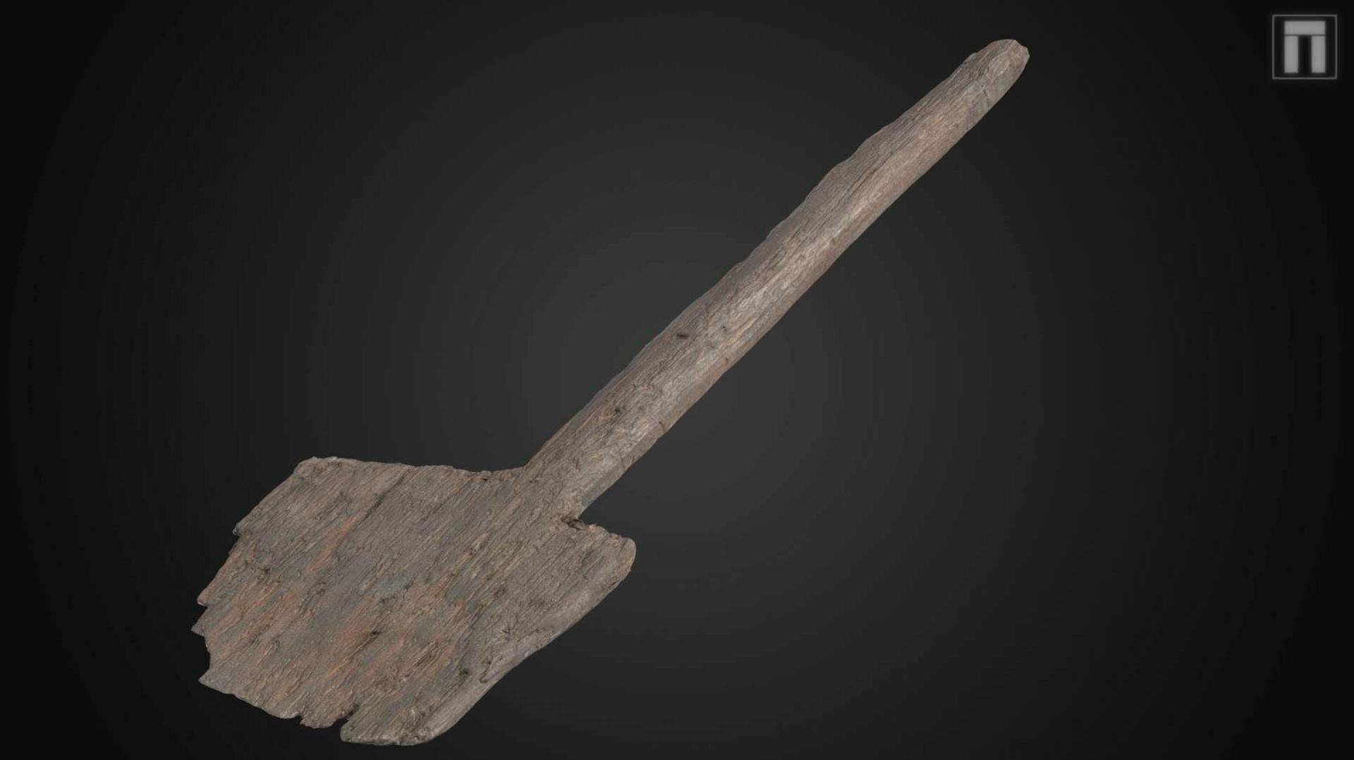 A wooden spade from the Bronze Ages found in Poole Harbour on an  archaeological dig.