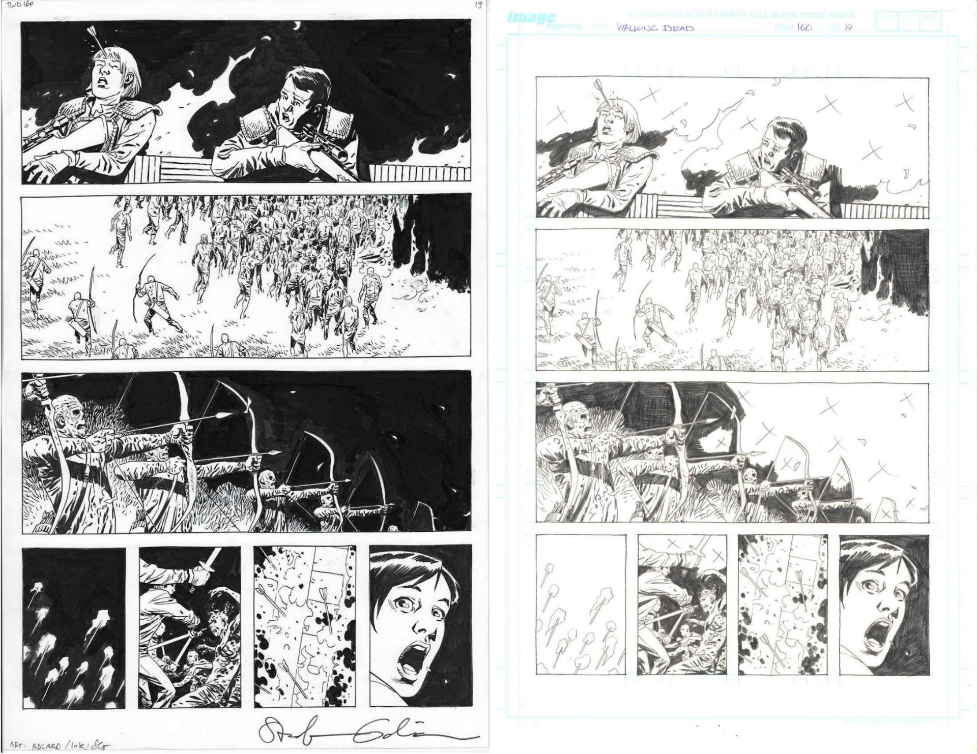 Original drawings by Charlie Adlard for Walking Dead comic