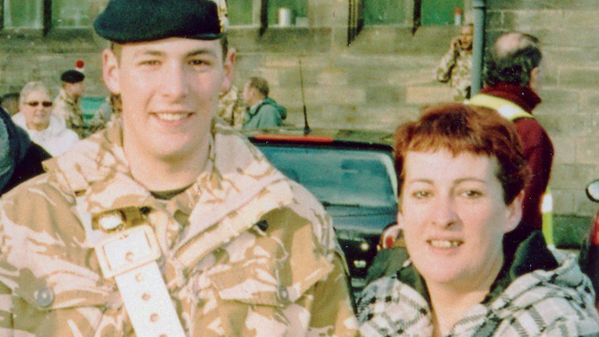 Lee Rigby in his uniform, and mum Lyn