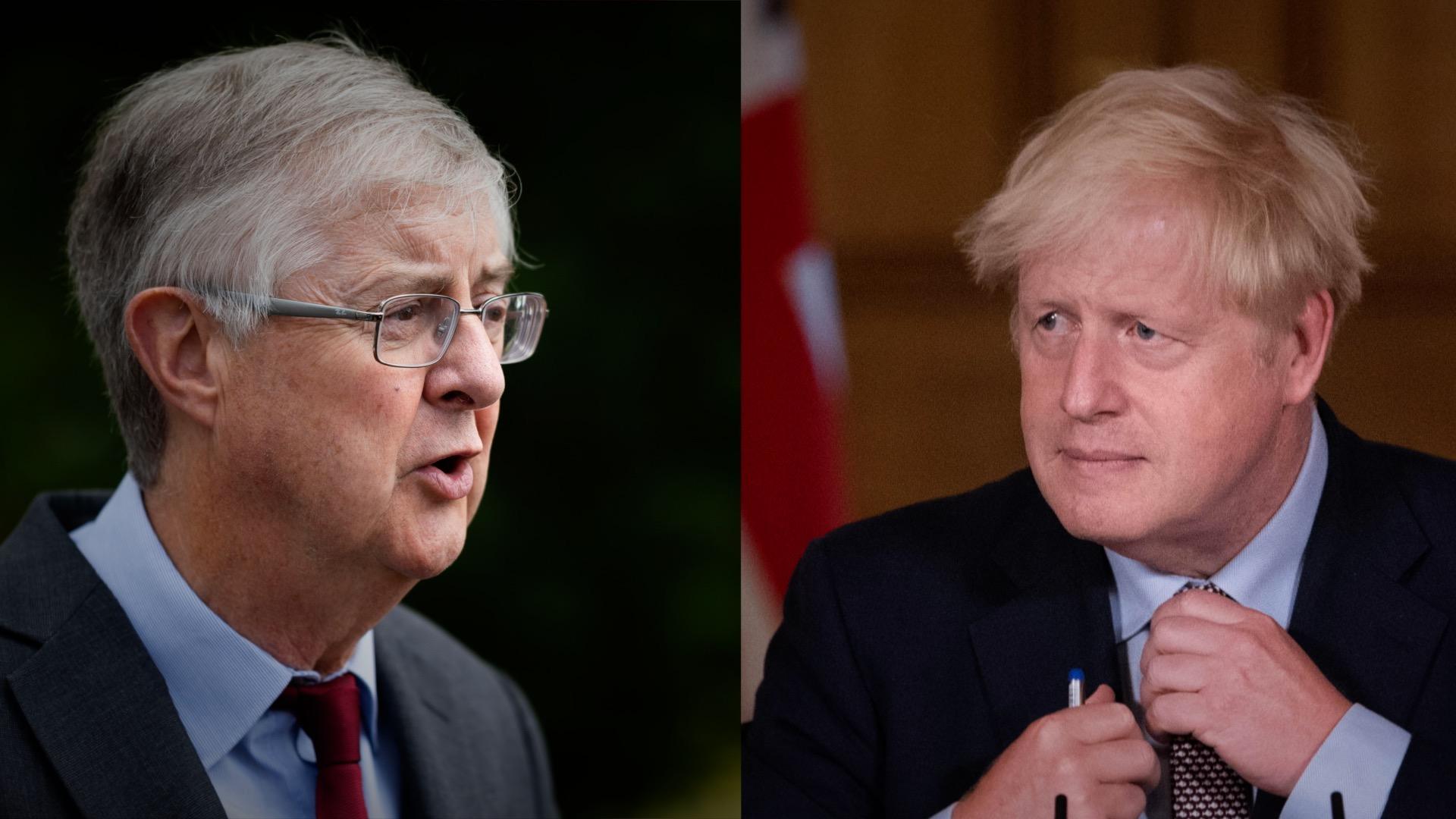 Mark Drakeford and Boris Johnson