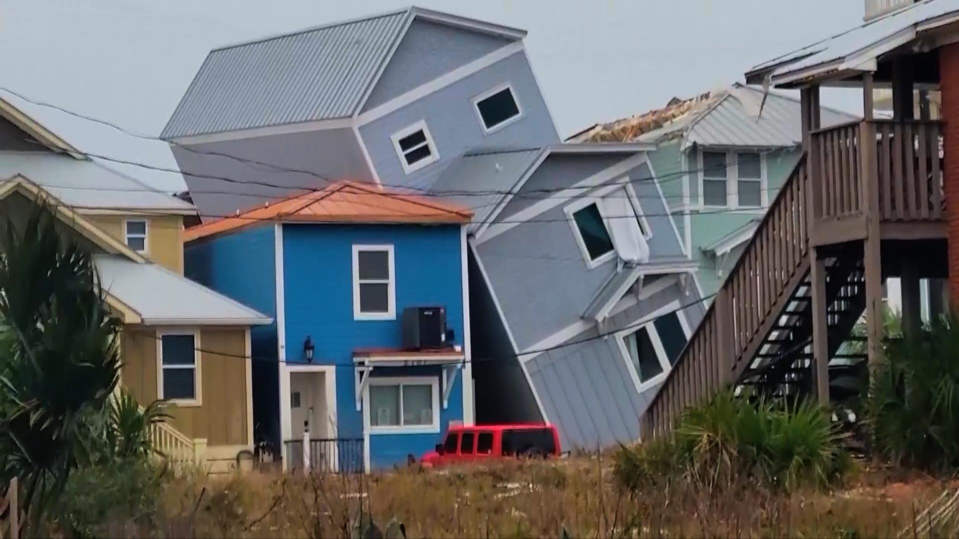 Toppled houses after tornadoes pummel through the US state of Florida