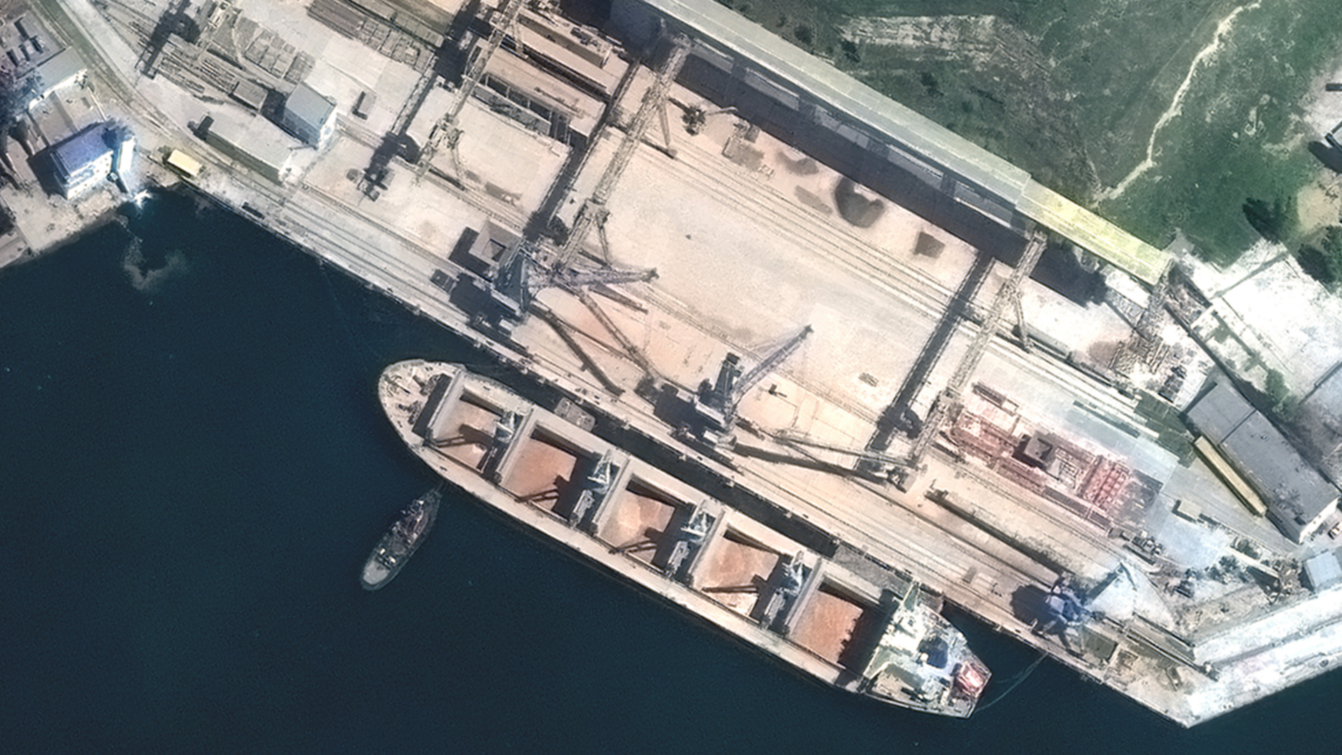 Ship in Sevastopol next to grain terminal