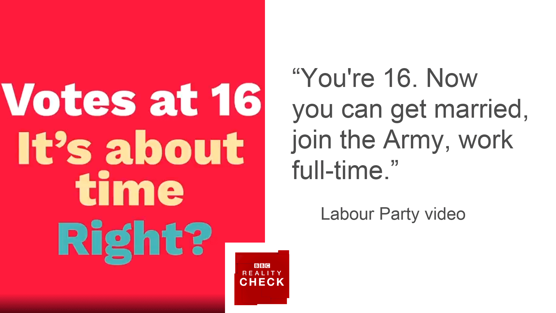 Labour Party campaign: You're 16. Now you can get married, join the Army, work full-time.