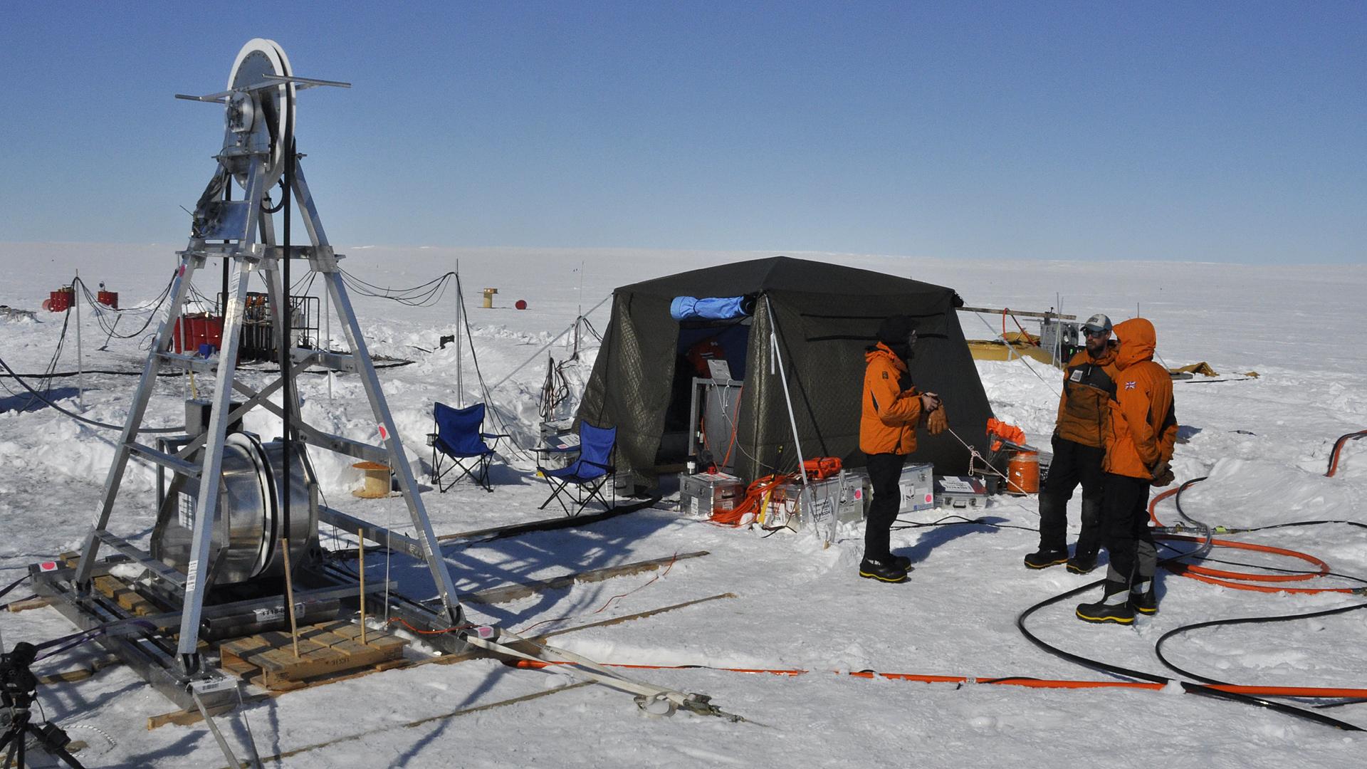 Drilling through the ice