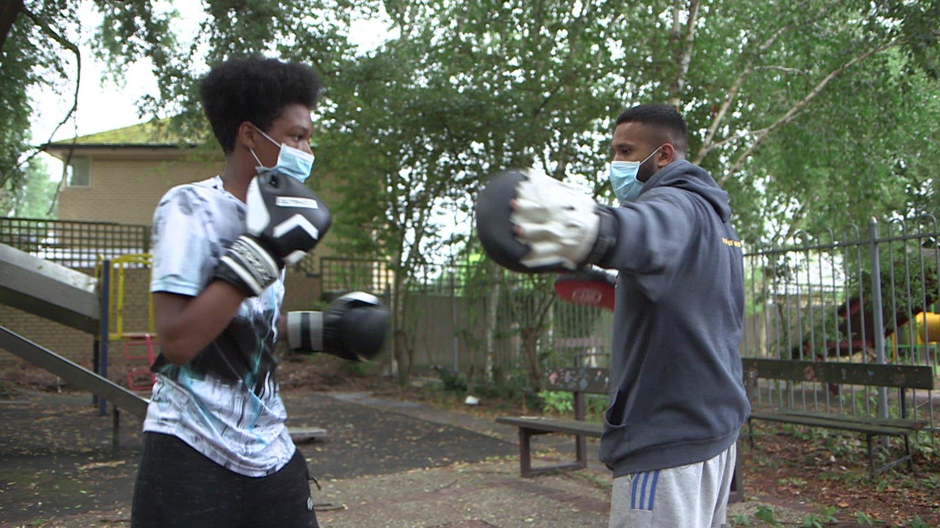 boy doing boxing training