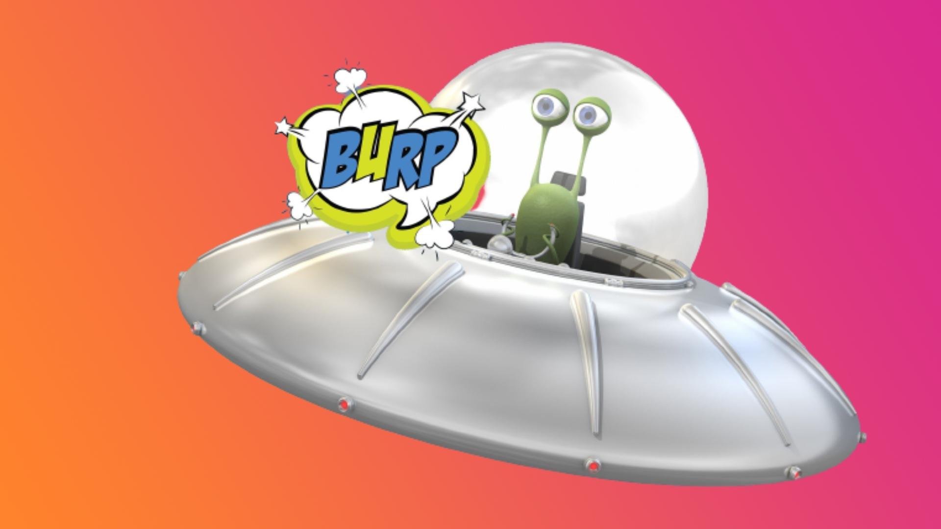 alien burping on a flying saucer