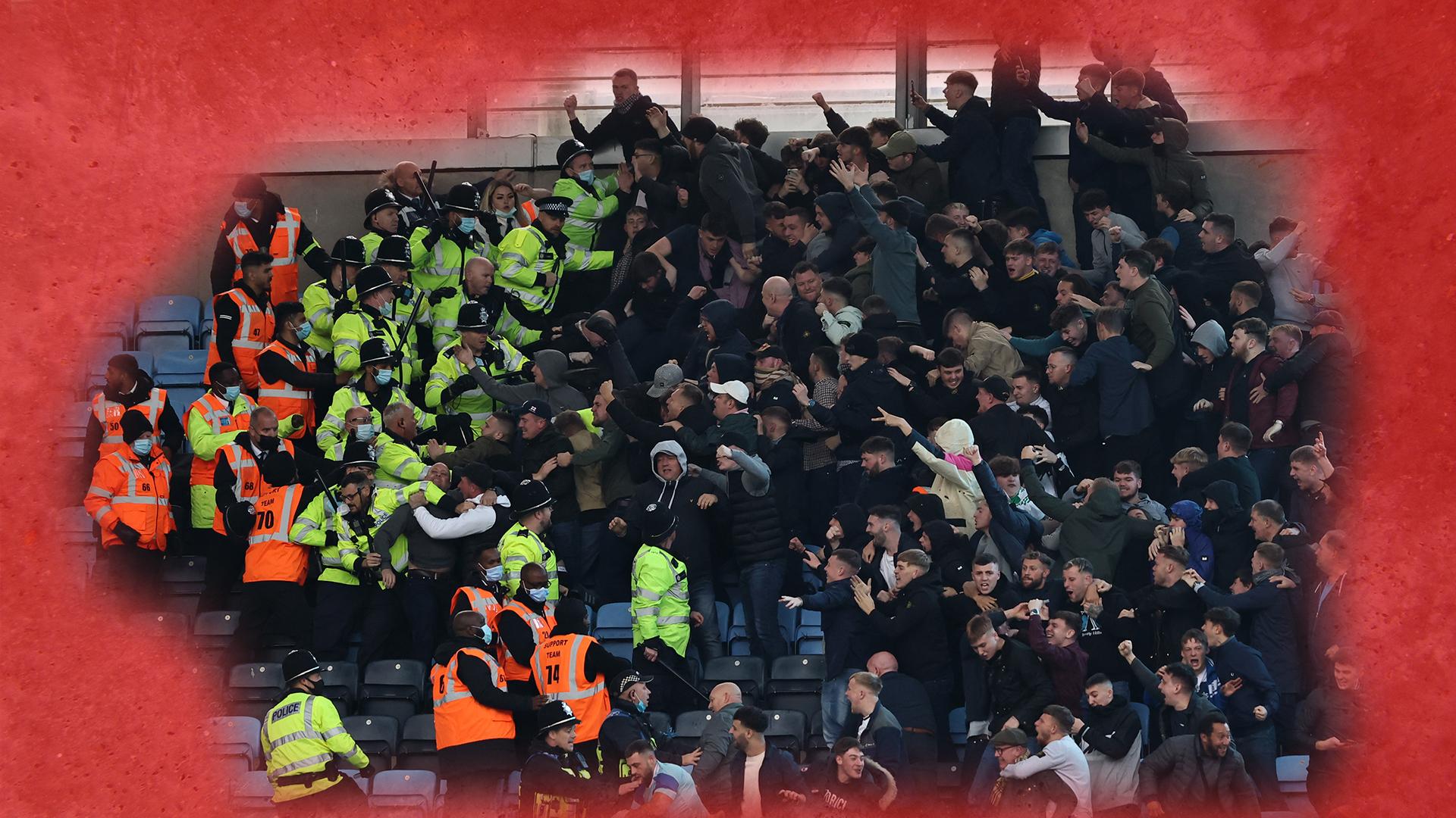 Image of fans clashing with police