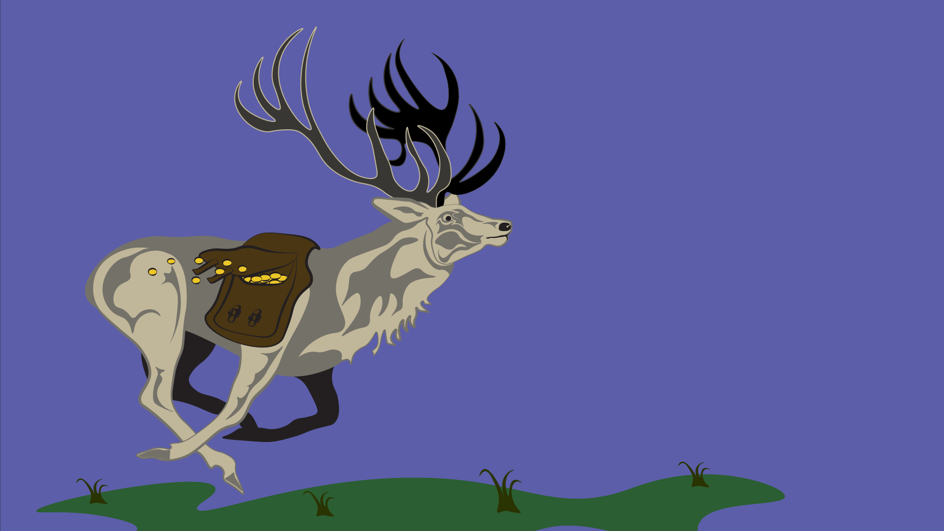 Stag investor with image of a stag with saddle bags laden with money