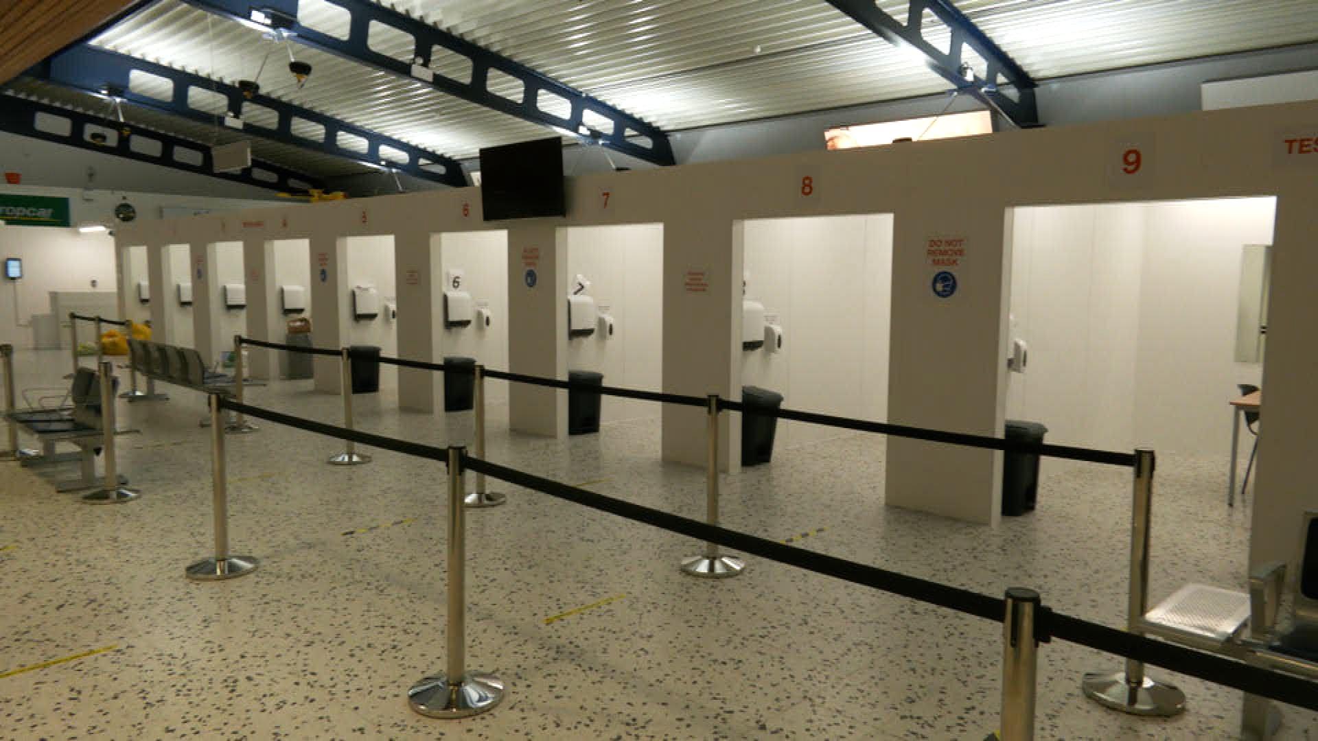 Guernsey Airport testing booths